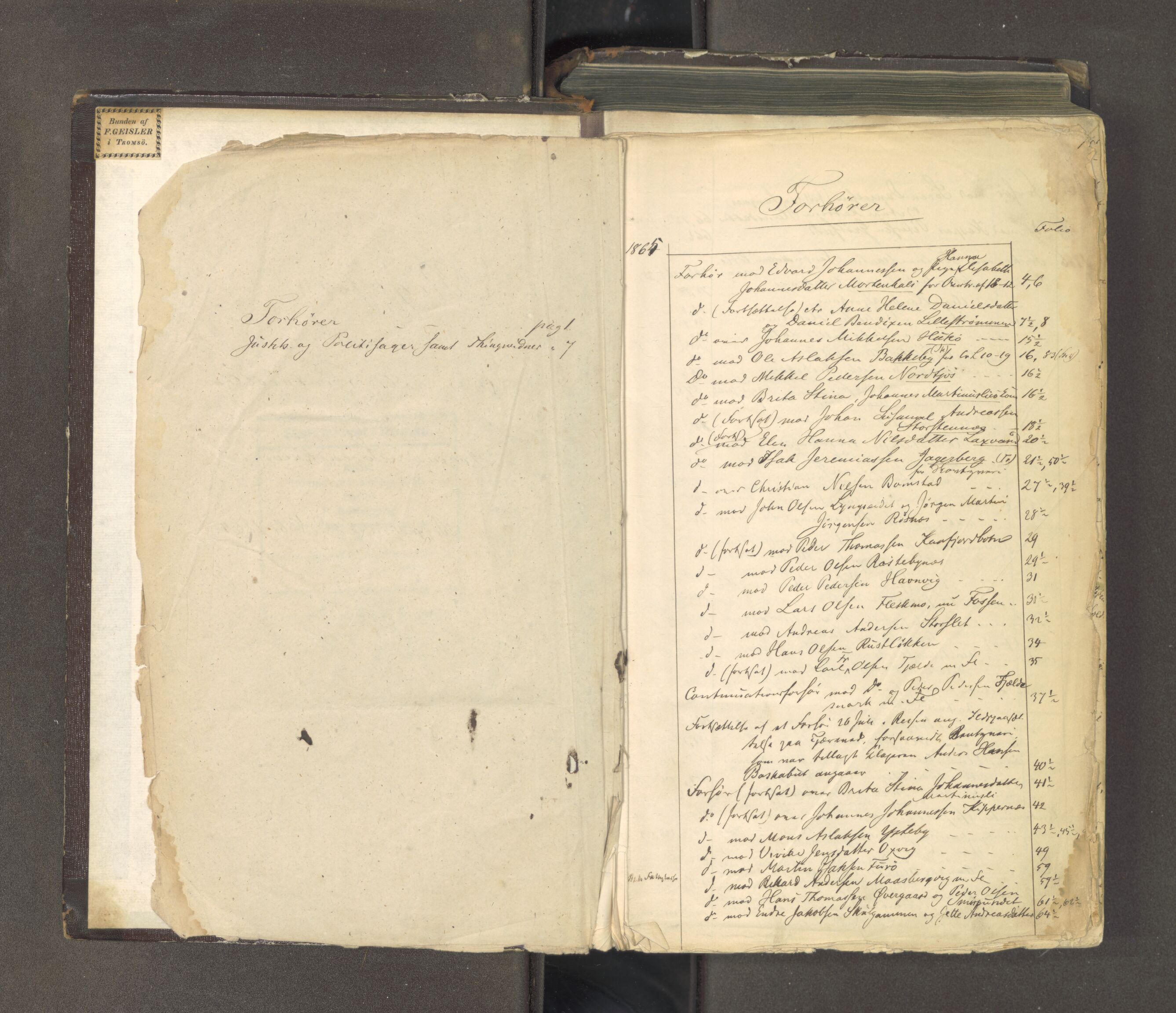 Tromsø sorenskriveri 1855-, AV/SATØ-S-0050/F/Fe/L0127: Ekstrarettsprotokoll med register, 1864-1870