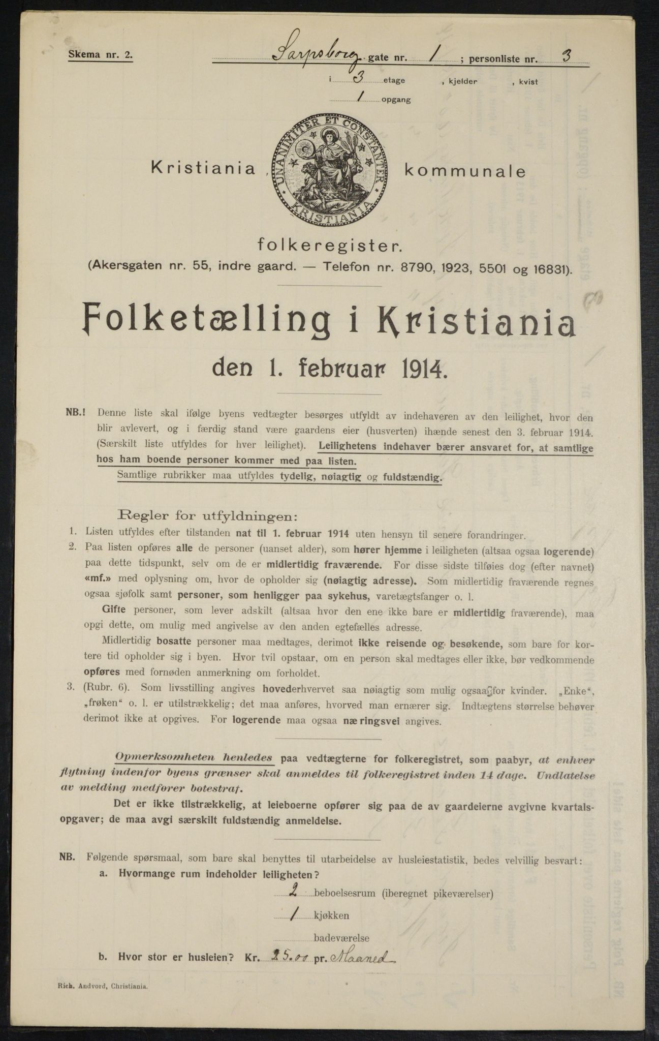 OBA, Kommunal folketelling 1.2.1914 for Kristiania, 1914, s. 88937