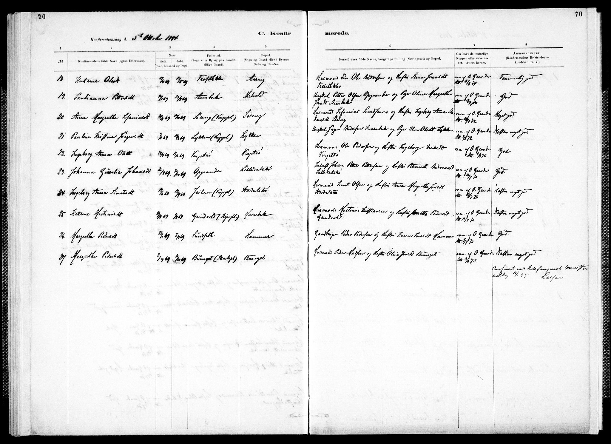 Ministerialprotokoller, klokkerbøker og fødselsregistre - Nord-Trøndelag, AV/SAT-A-1458/733/L0325: Ministerialbok nr. 733A04, 1884-1908, s. 70