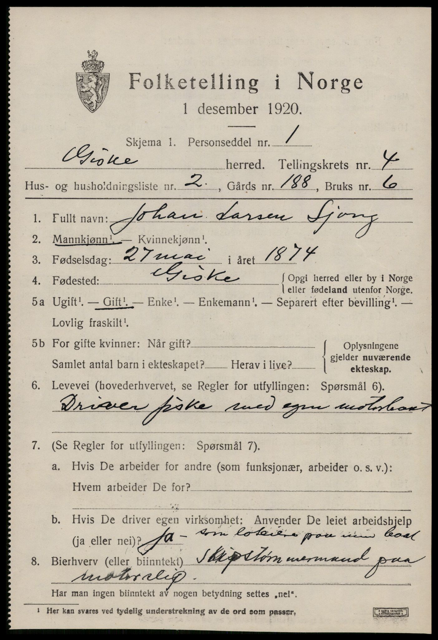 SAT, Folketelling 1920 for 1532 Giske herred, 1920, s. 2646