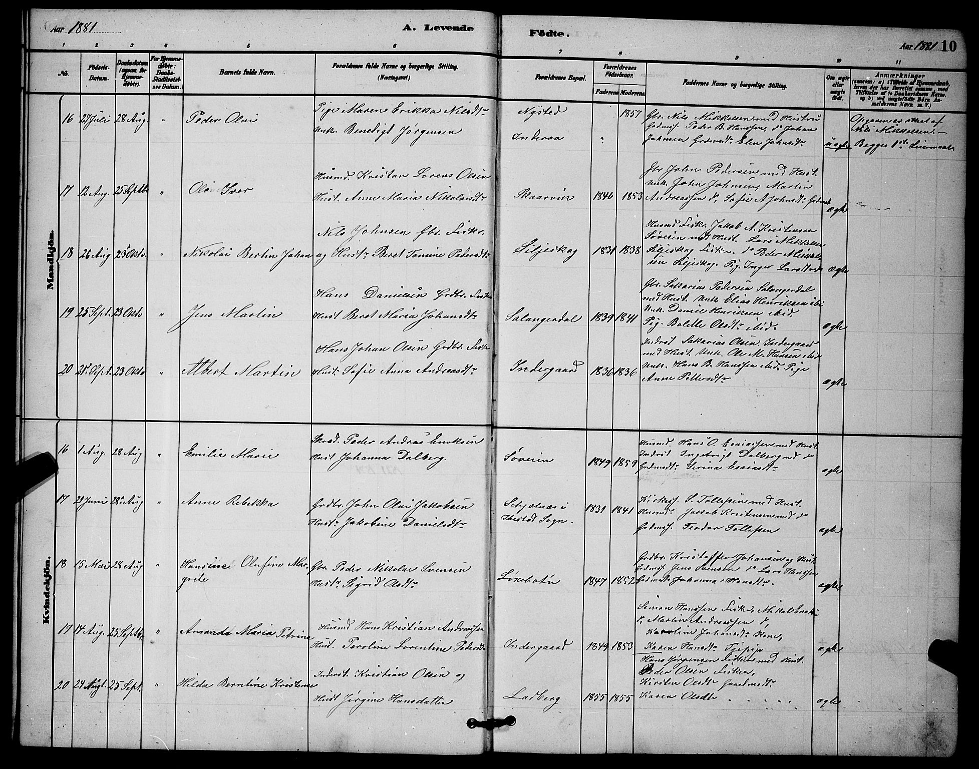 Ibestad sokneprestembete, AV/SATØ-S-0077/H/Ha/Hab/L0014klokker: Klokkerbok nr. 14, 1880-1887, s. 10