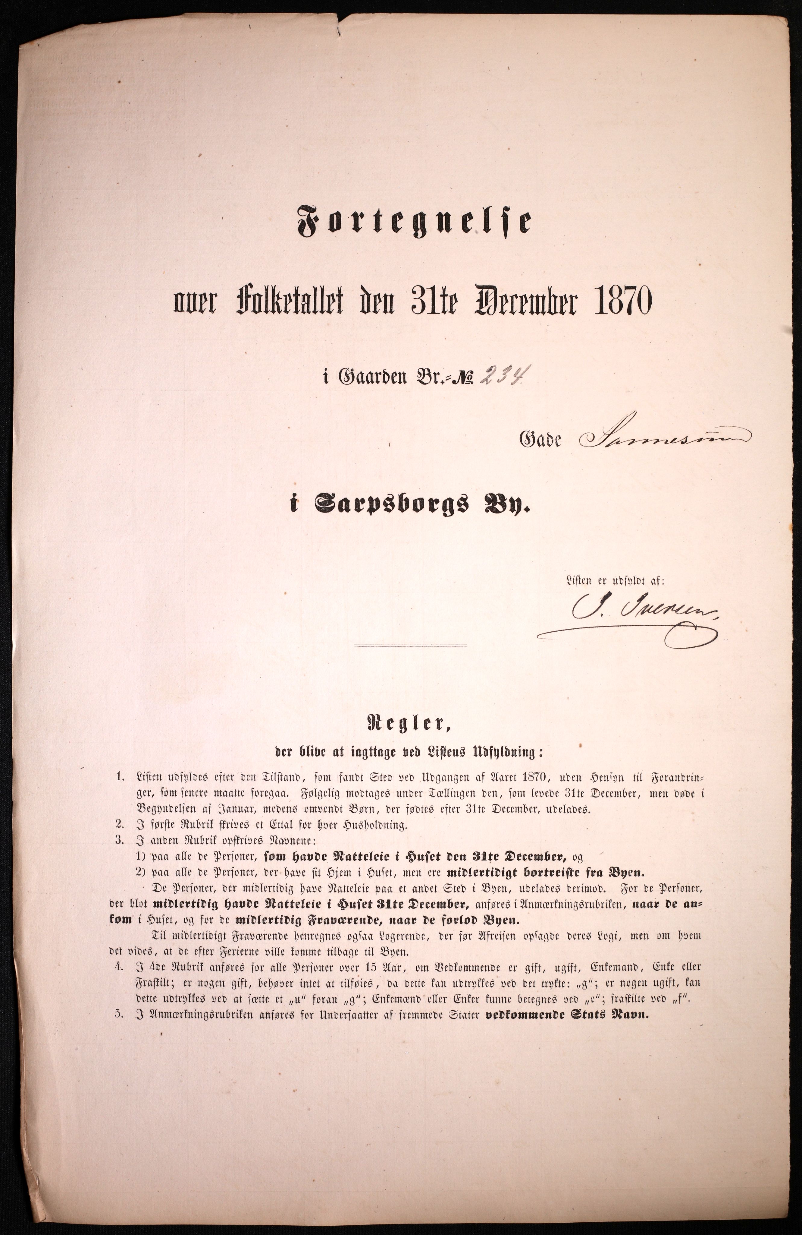 RA, Folketelling 1870 for 0102 Sarpsborg kjøpstad, 1870, s. 145