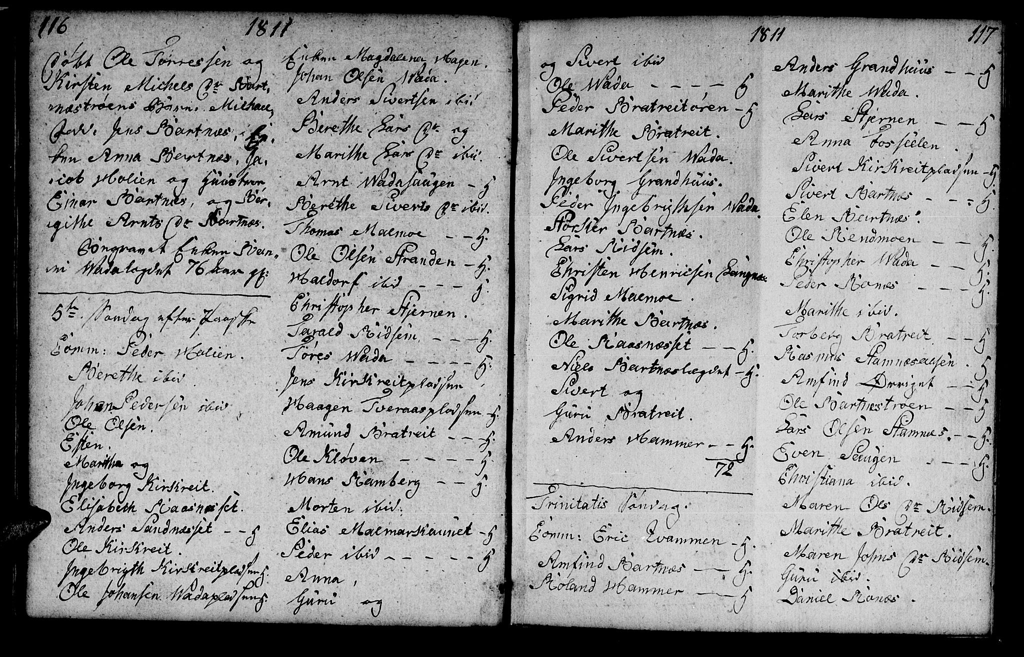 Ministerialprotokoller, klokkerbøker og fødselsregistre - Nord-Trøndelag, SAT/A-1458/745/L0432: Klokkerbok nr. 745C01, 1802-1814, s. 116-117
