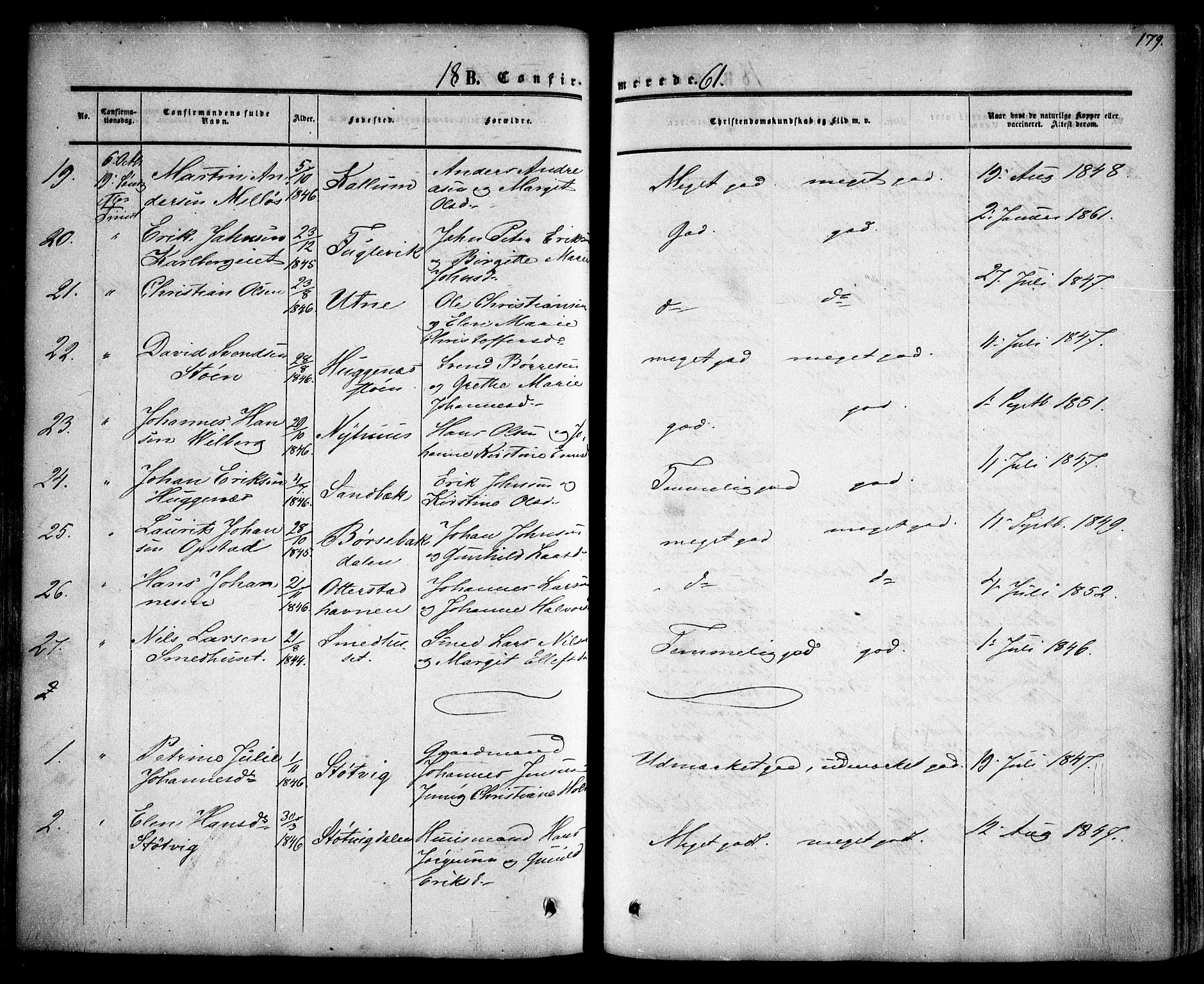 Rygge prestekontor Kirkebøker, AV/SAO-A-10084b/F/Fa/L0005: Ministerialbok nr. 5, 1852-1871, s. 179