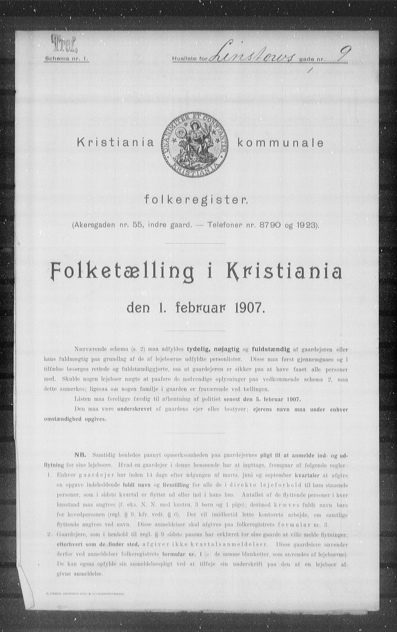 OBA, Kommunal folketelling 1.2.1907 for Kristiania kjøpstad, 1907, s. 29749