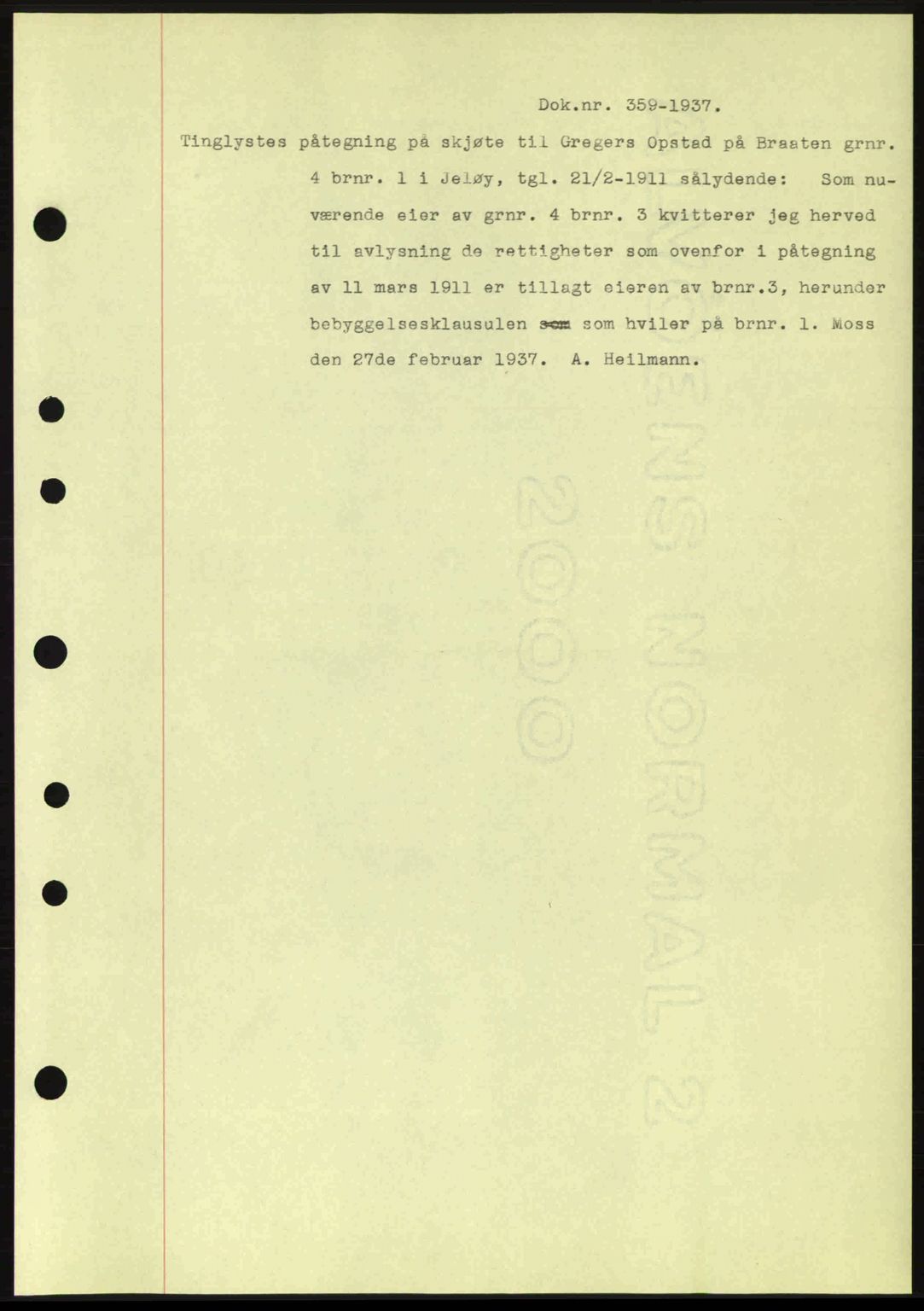 Moss sorenskriveri, SAO/A-10168: Pantebok nr. B3, 1937-1937, Dagboknr: 359/1937