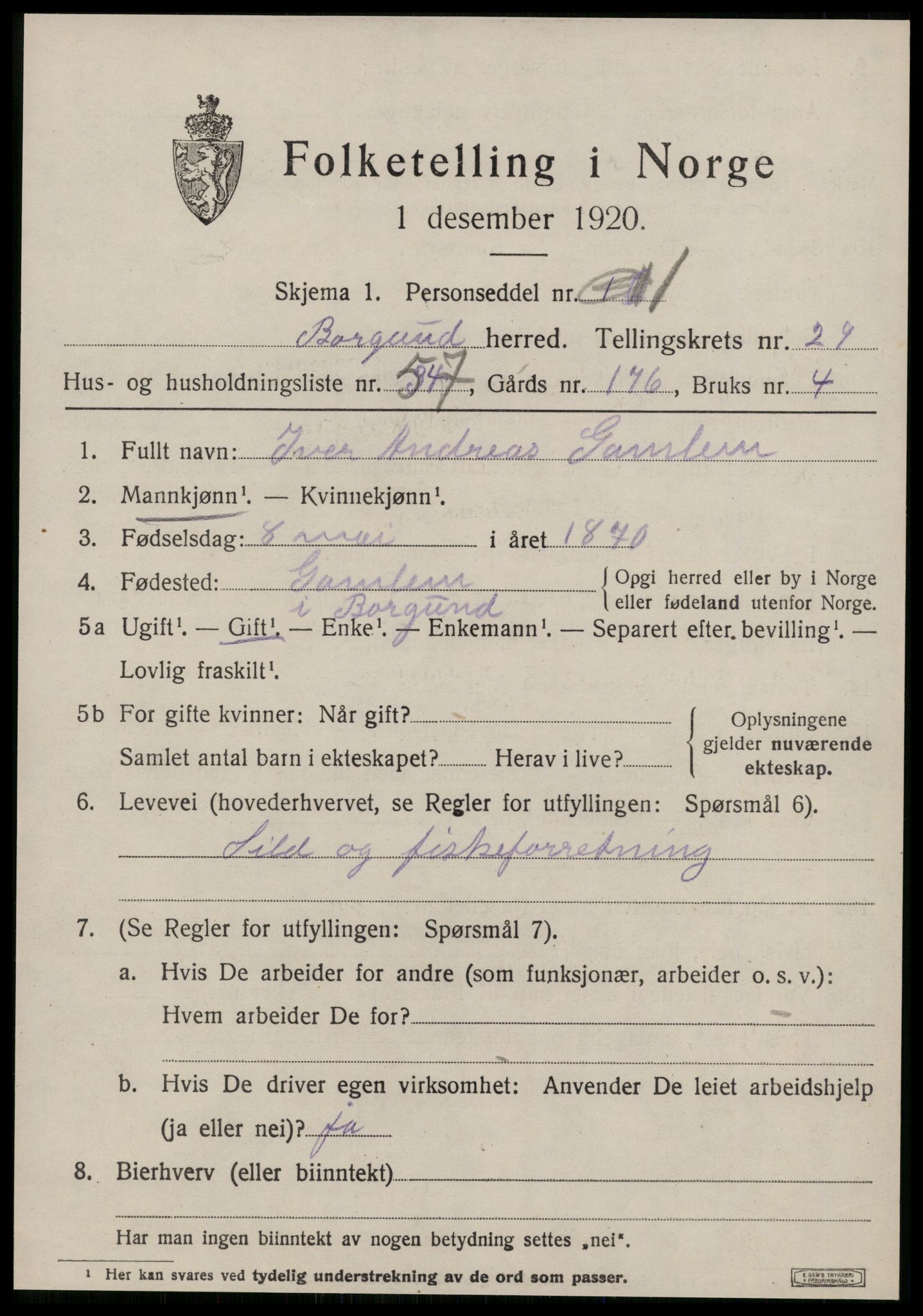 SAT, Folketelling 1920 for 1531 Borgund herred, 1920, s. 19332