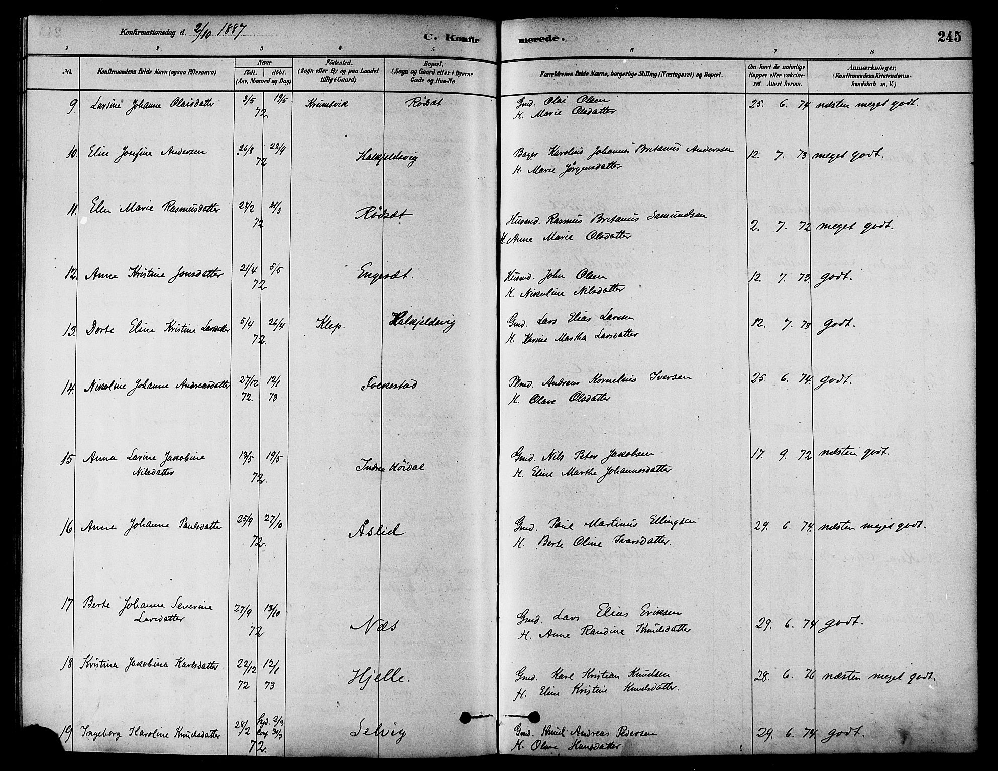 Ministerialprotokoller, klokkerbøker og fødselsregistre - Møre og Romsdal, SAT/A-1454/511/L0141: Ministerialbok nr. 511A08, 1878-1890, s. 245