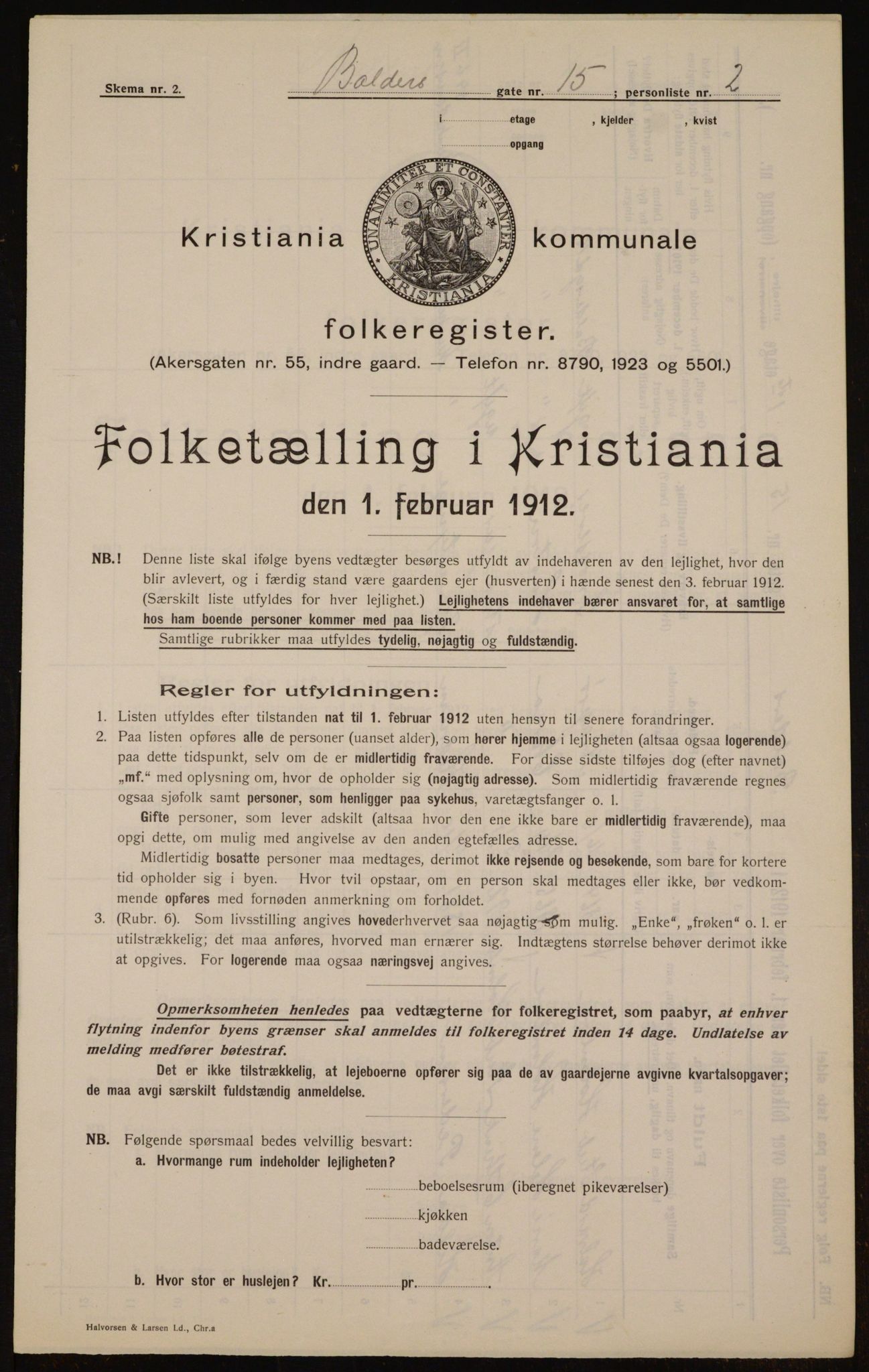 OBA, Kommunal folketelling 1.2.1912 for Kristiania, 1912, s. 3222