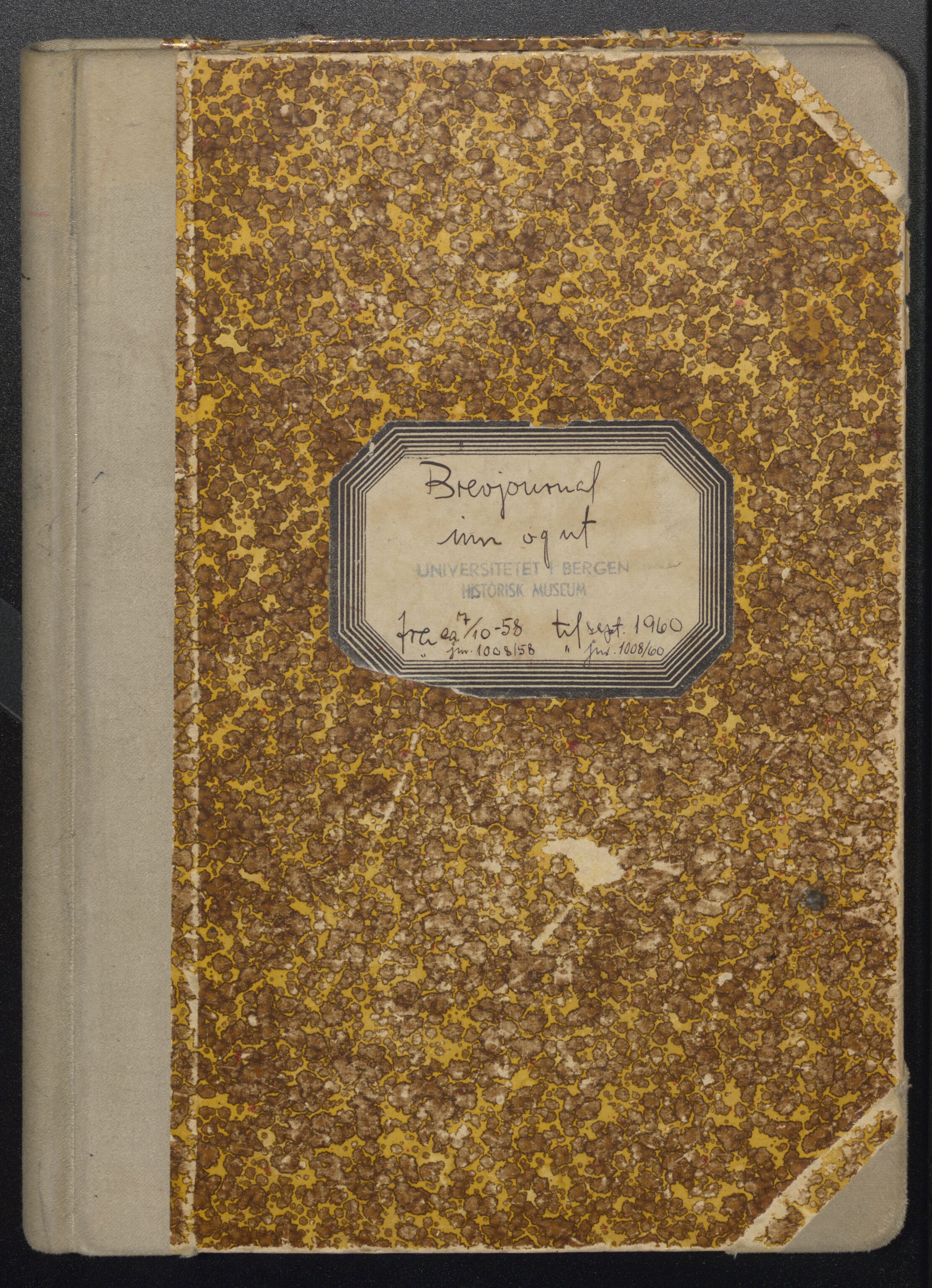 Historisk museum, UMB/A001/C/Ca/L0007: Brevjournal, 1958-1960