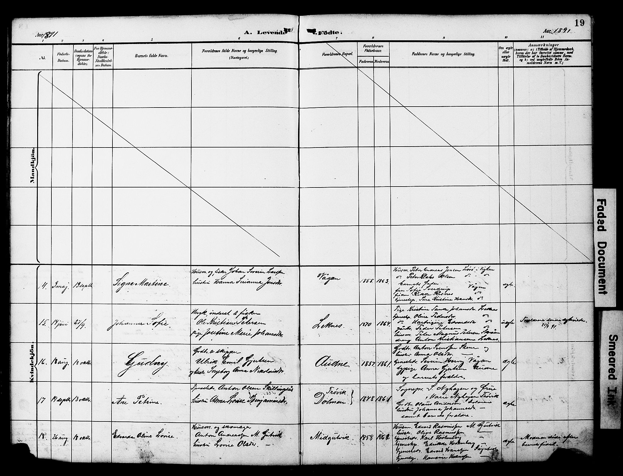 Ministerialprotokoller, klokkerbøker og fødselsregistre - Nord-Trøndelag, SAT/A-1458/788/L0701: Klokkerbok nr. 788C01, 1888-1913, s. 19