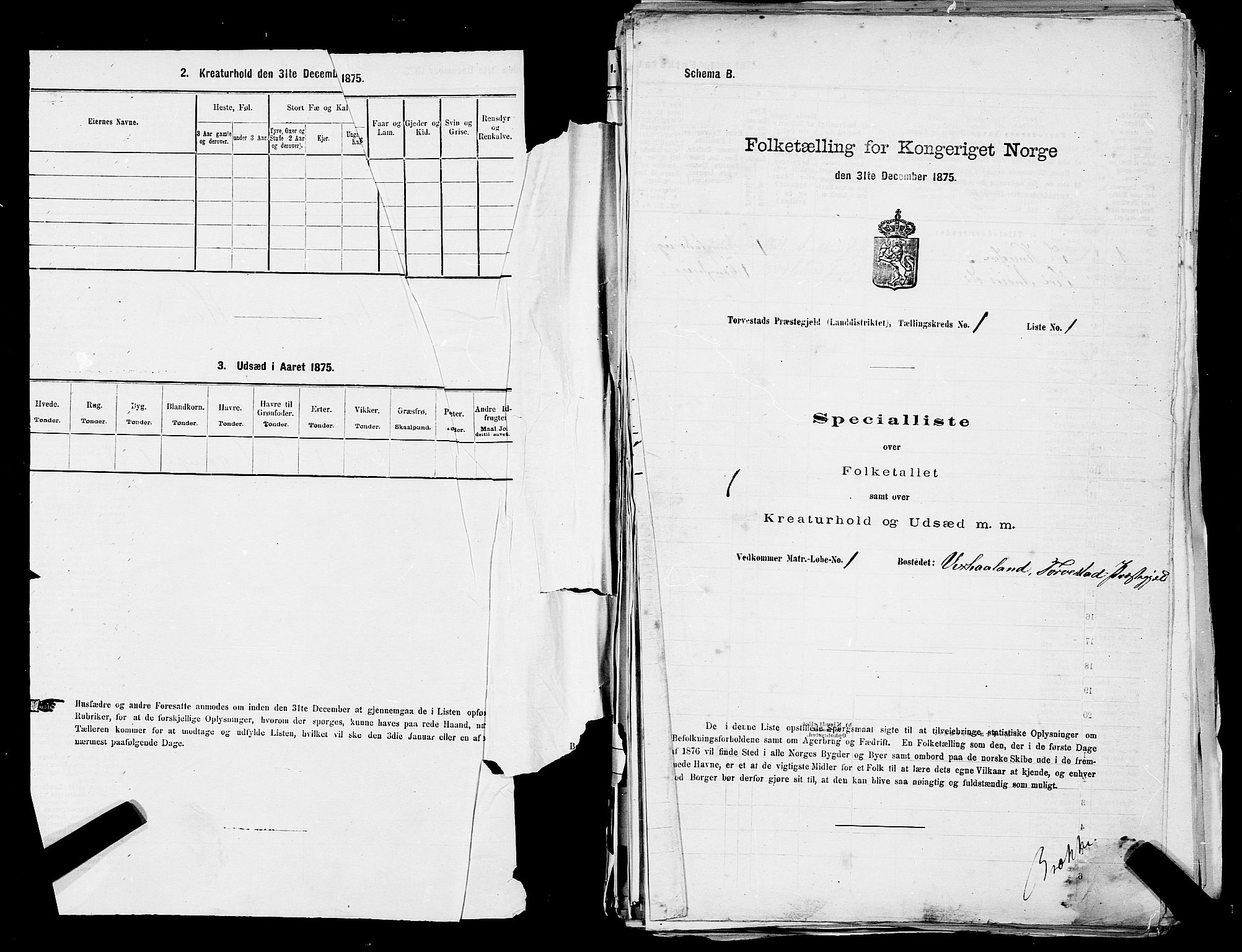 SAST, Folketelling 1875 for 1152L Torvastad prestegjeld, Torvastad sokn, Skåre sokn og Utsira sokn, 1875, s. 61