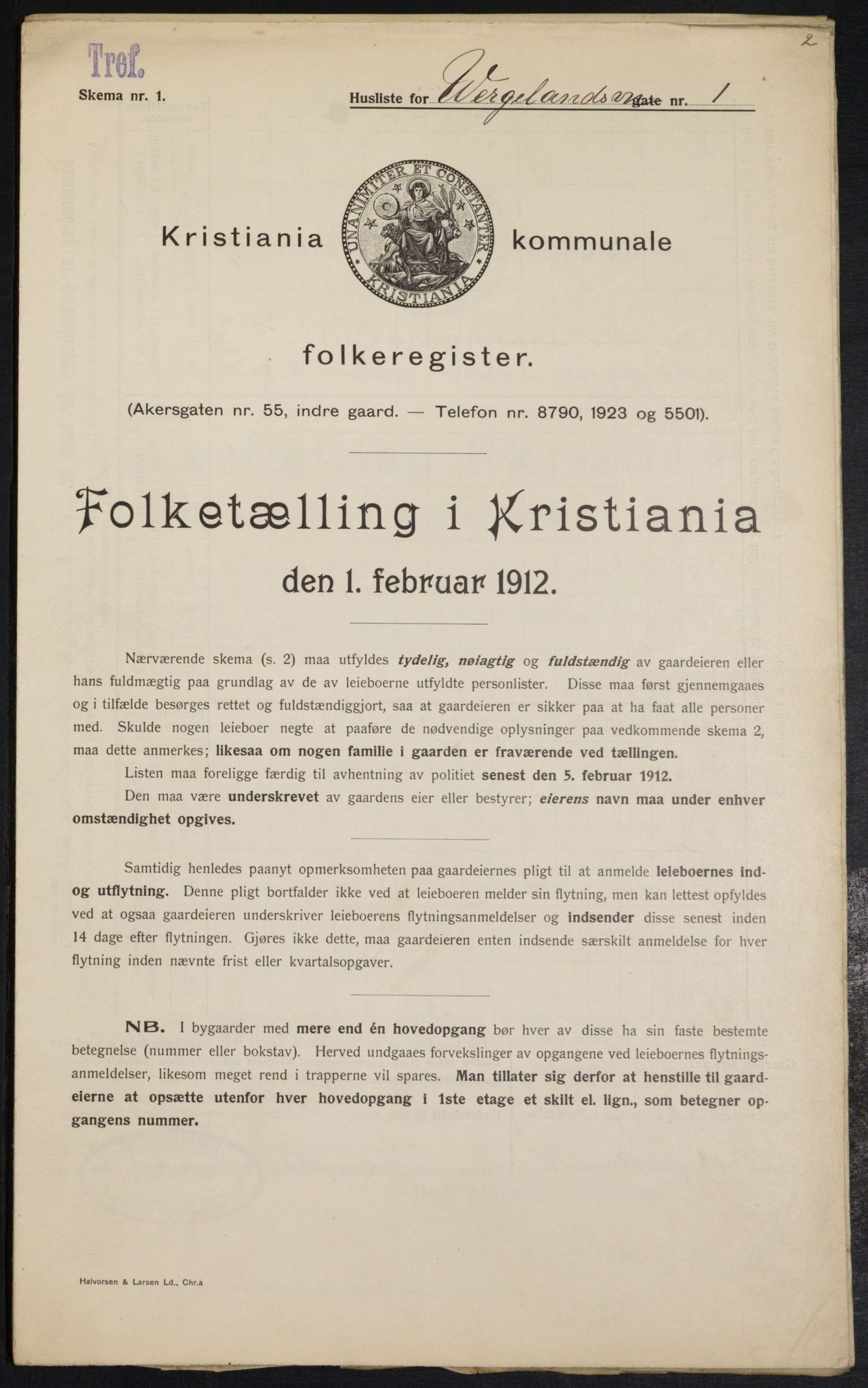 OBA, Kommunal folketelling 1.2.1912 for Kristiania, 1912, s. 127719