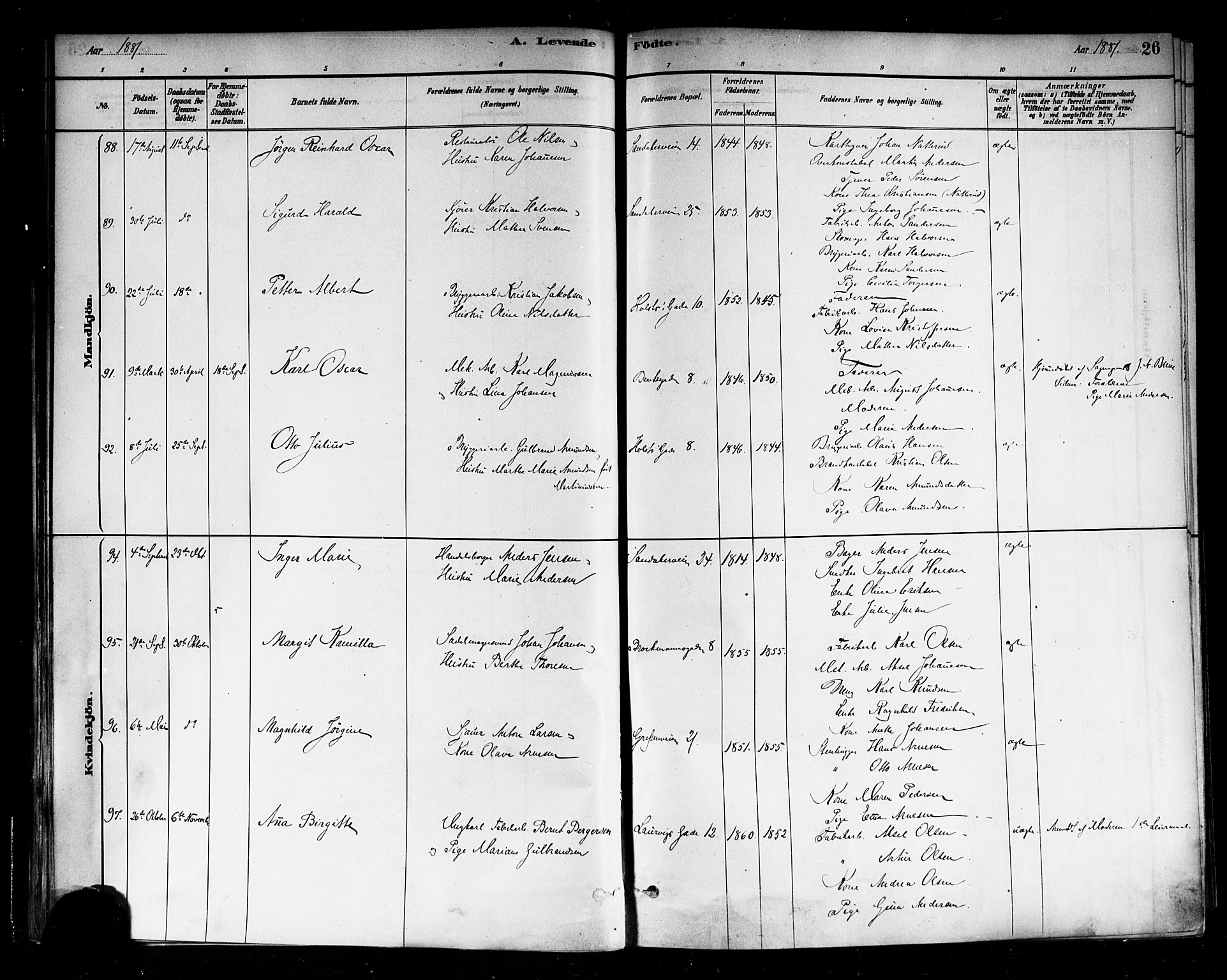 Sagene prestekontor Kirkebøker, AV/SAO-A-10796/F/L0001: Ministerialbok nr. 1, 1880-1893, s. 26
