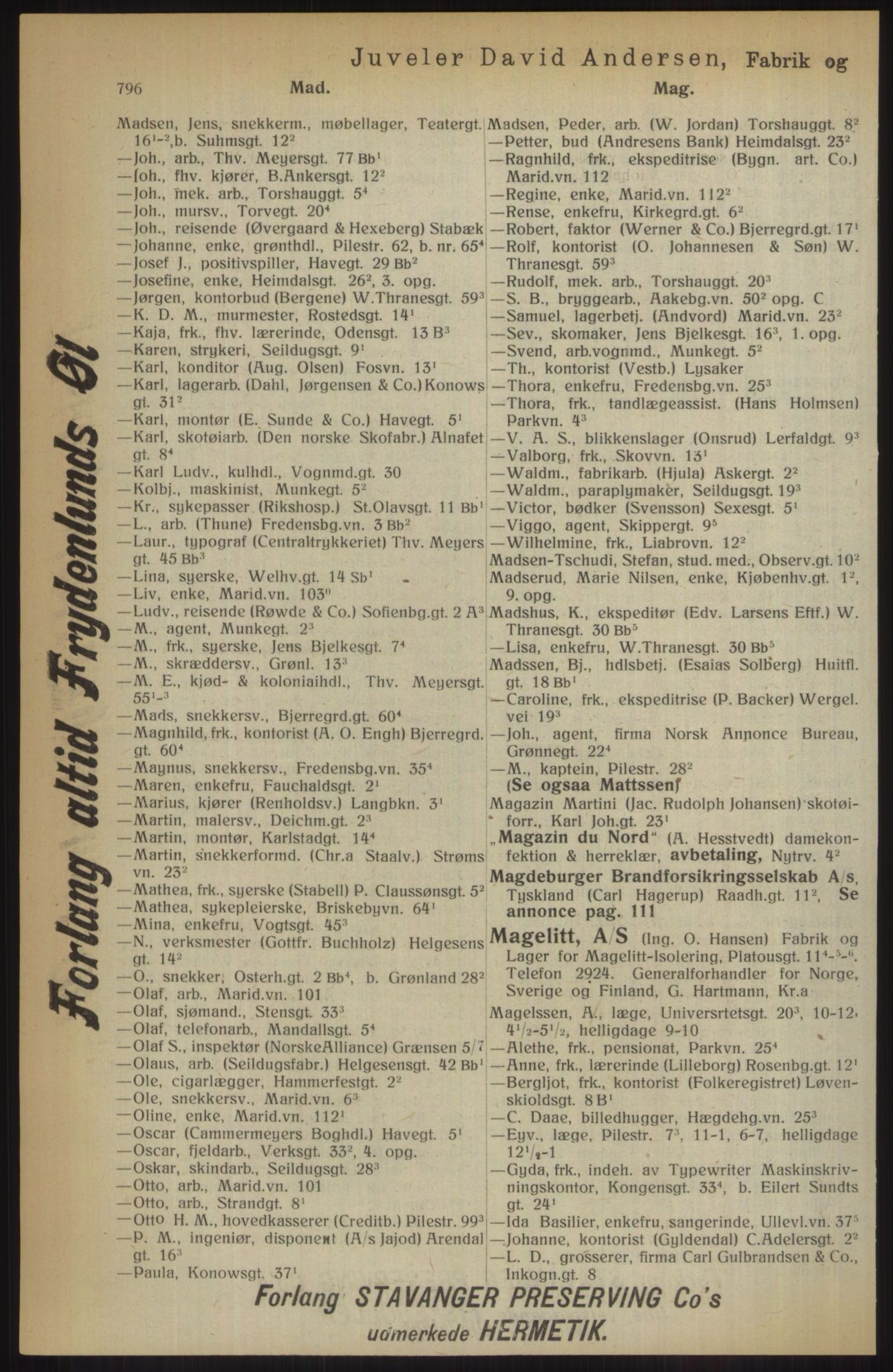 Kristiania/Oslo adressebok, PUBL/-, 1914, s. 796