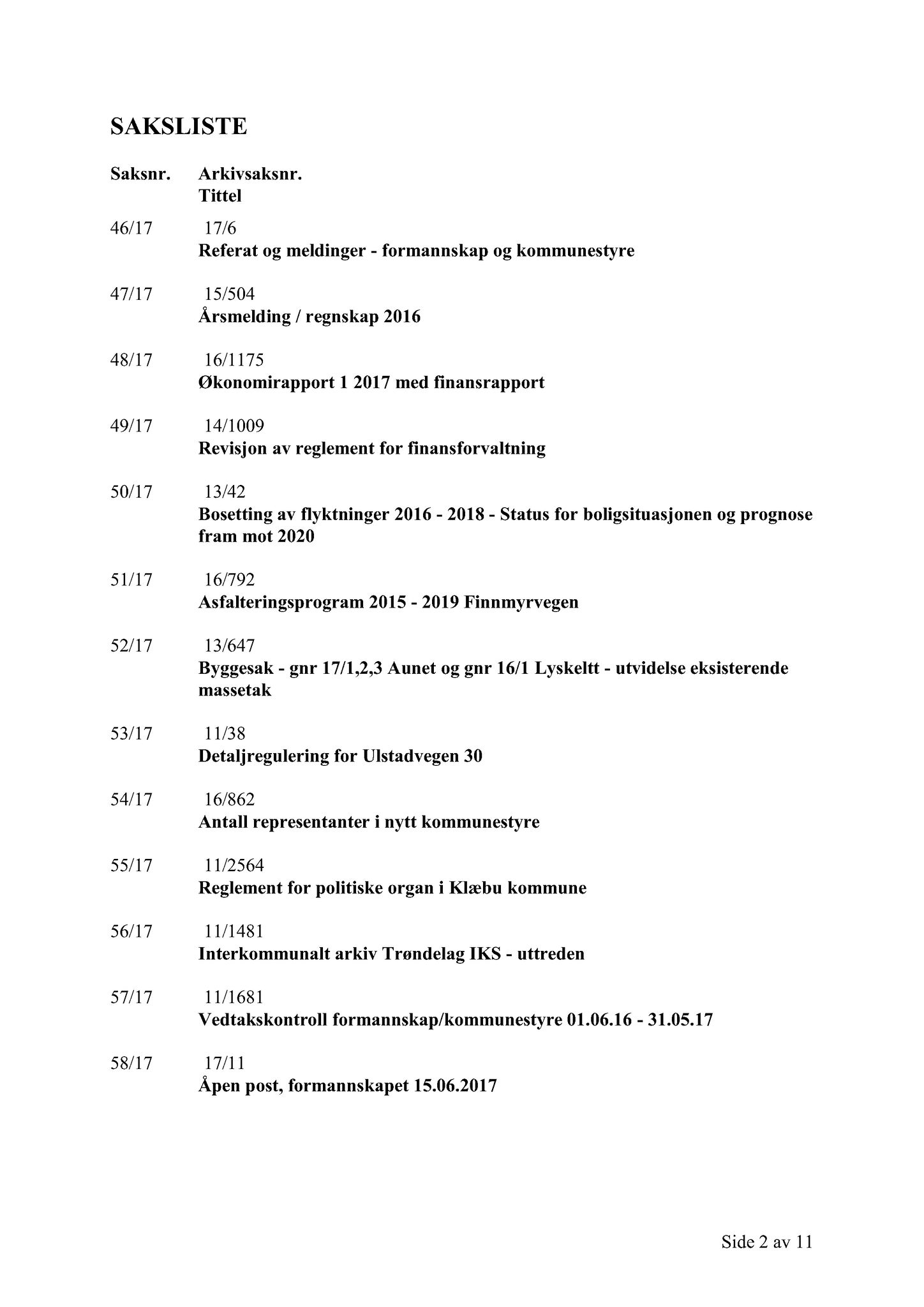 Klæbu Kommune, TRKO/KK/02-FS/L010: Formannsskapet - Møtedokumenter, 2017, s. 1858