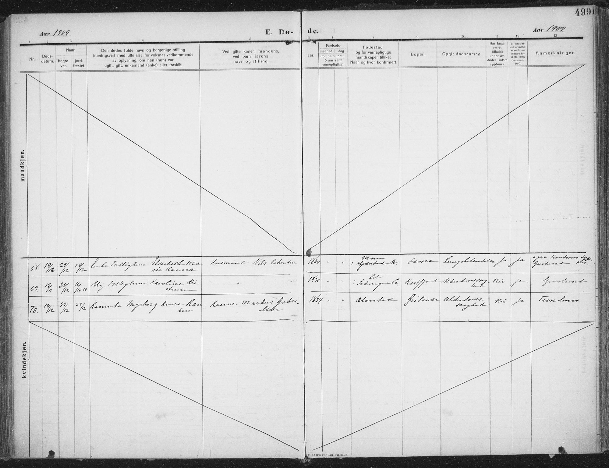 Trondenes sokneprestkontor, AV/SATØ-S-1319/H/Ha/L0018kirke: Ministerialbok nr. 18, 1909-1918, s. 499