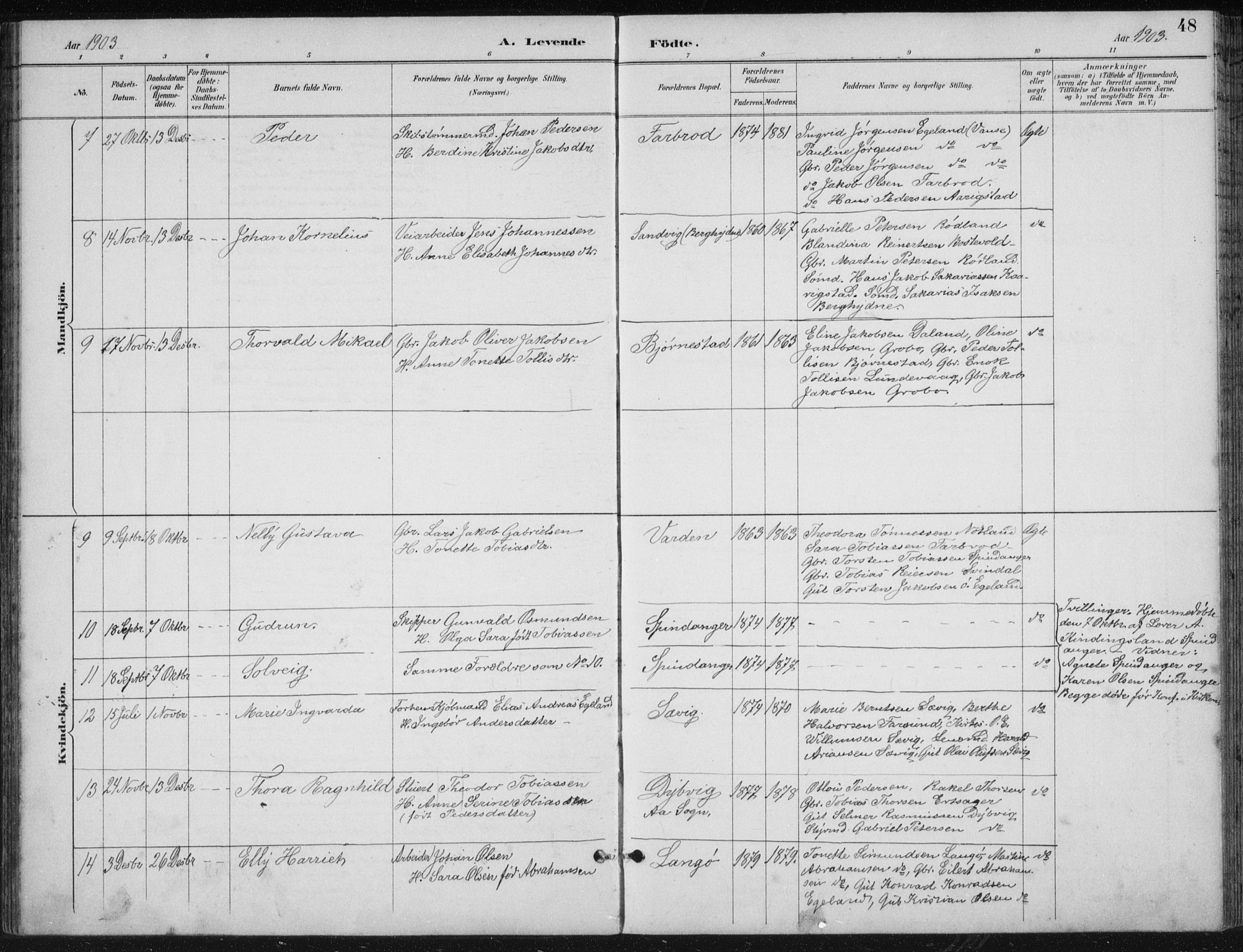 Herad sokneprestkontor, AV/SAK-1111-0018/F/Fb/Fbb/L0004: Klokkerbok nr. B 4, 1890-1935, s. 48