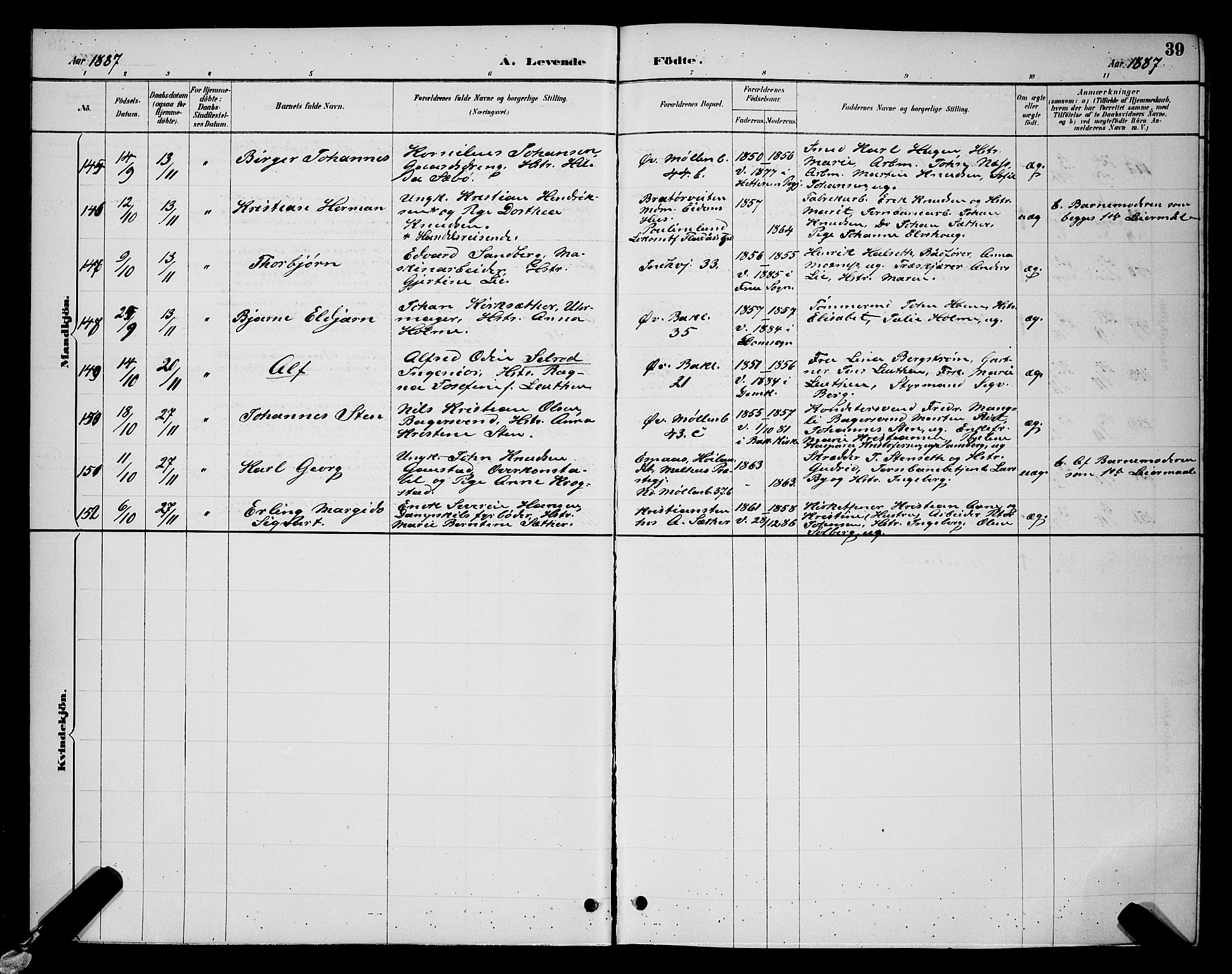 Ministerialprotokoller, klokkerbøker og fødselsregistre - Sør-Trøndelag, SAT/A-1456/604/L0222: Klokkerbok nr. 604C05, 1886-1895, s. 39