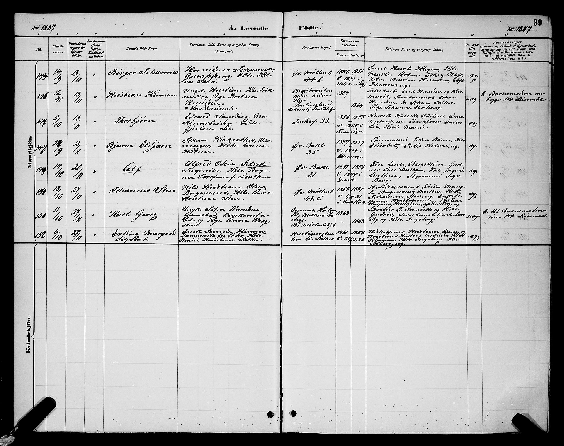 Ministerialprotokoller, klokkerbøker og fødselsregistre - Sør-Trøndelag, AV/SAT-A-1456/604/L0222: Klokkerbok nr. 604C05, 1886-1895, s. 39