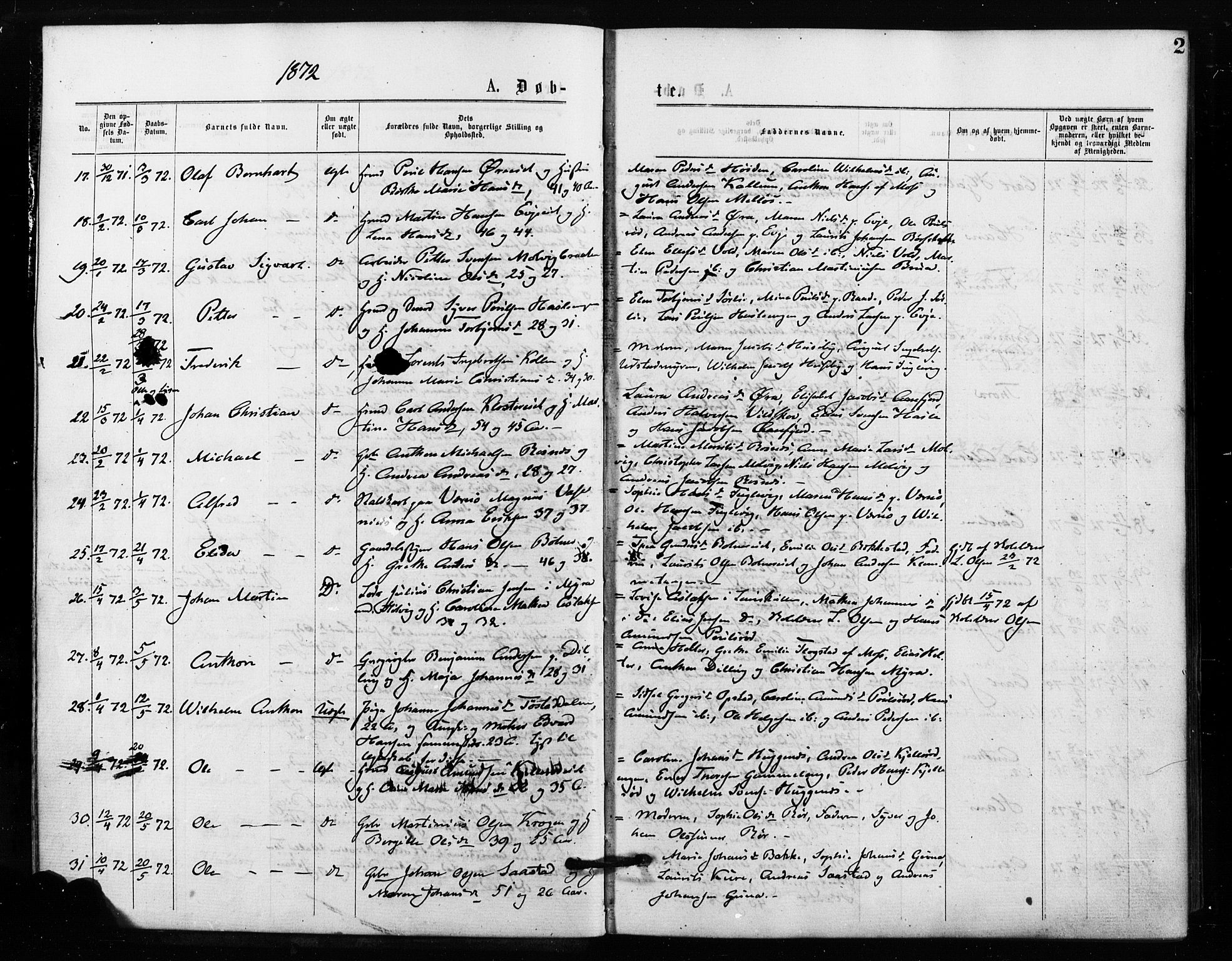 Rygge prestekontor Kirkebøker, AV/SAO-A-10084b/F/Fa/L0006: Ministerialbok nr. 6, 1872-1877, s. 2