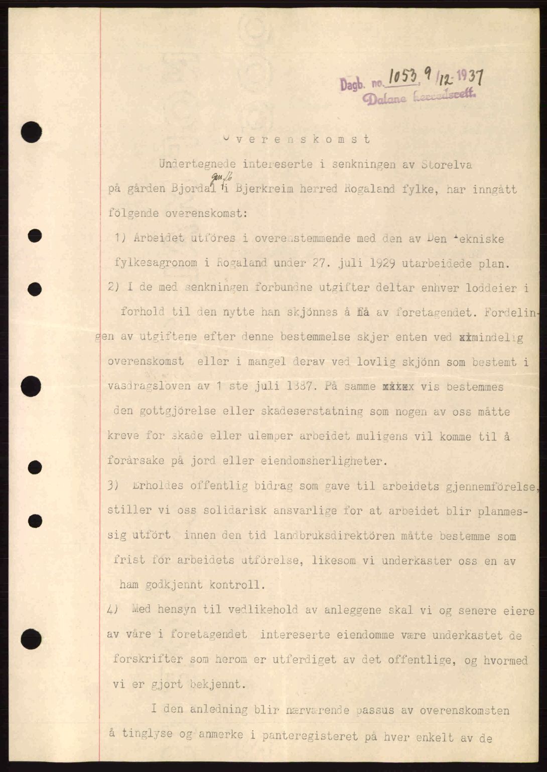 Dalane sorenskriveri, SAST/A-100309/02/G/Gb/L0041: Pantebok nr. A2, 1936-1937, Dagboknr: 1053/1937