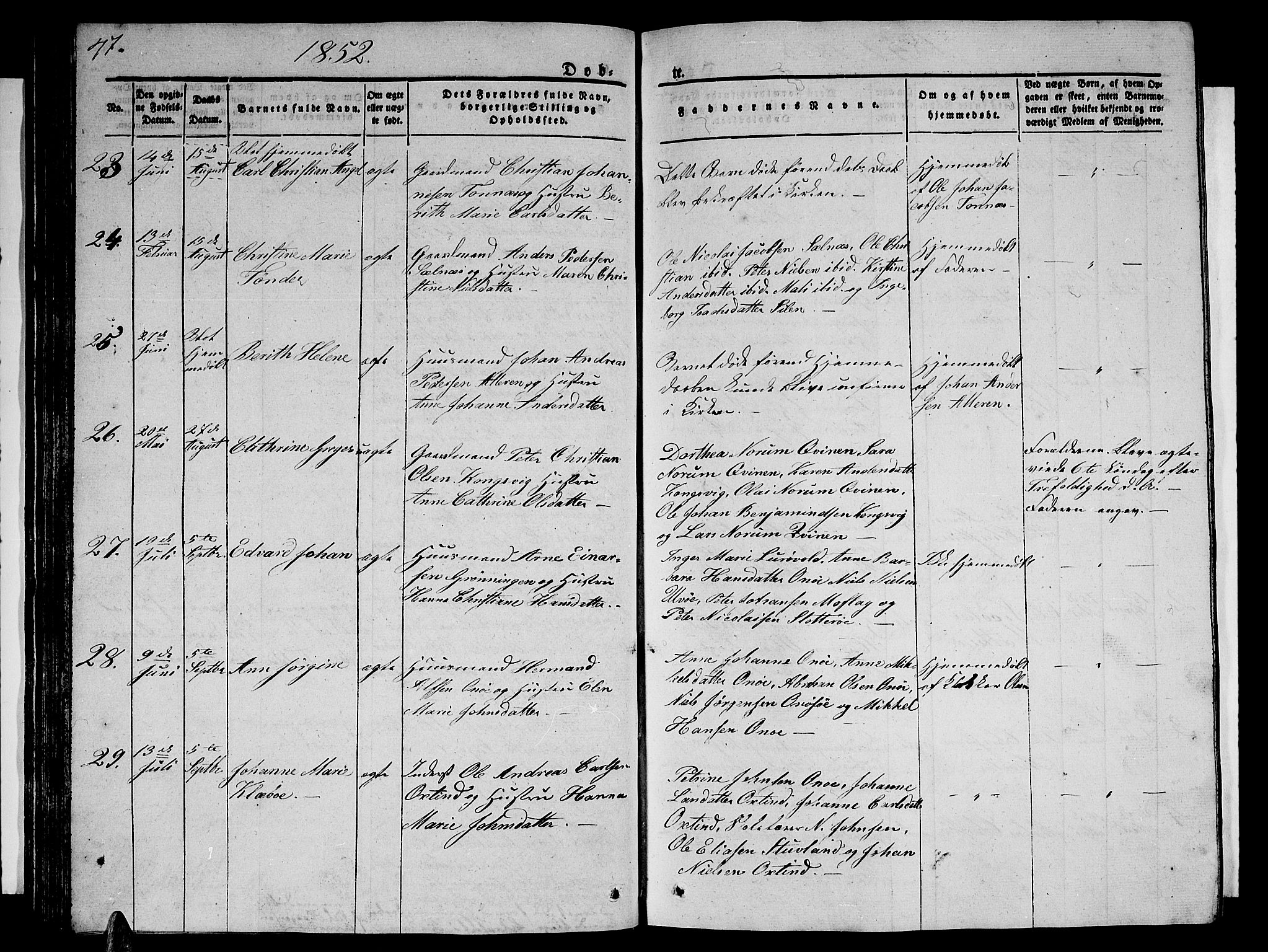 Ministerialprotokoller, klokkerbøker og fødselsregistre - Nordland, AV/SAT-A-1459/839/L0572: Klokkerbok nr. 839C02, 1841-1873, s. 47