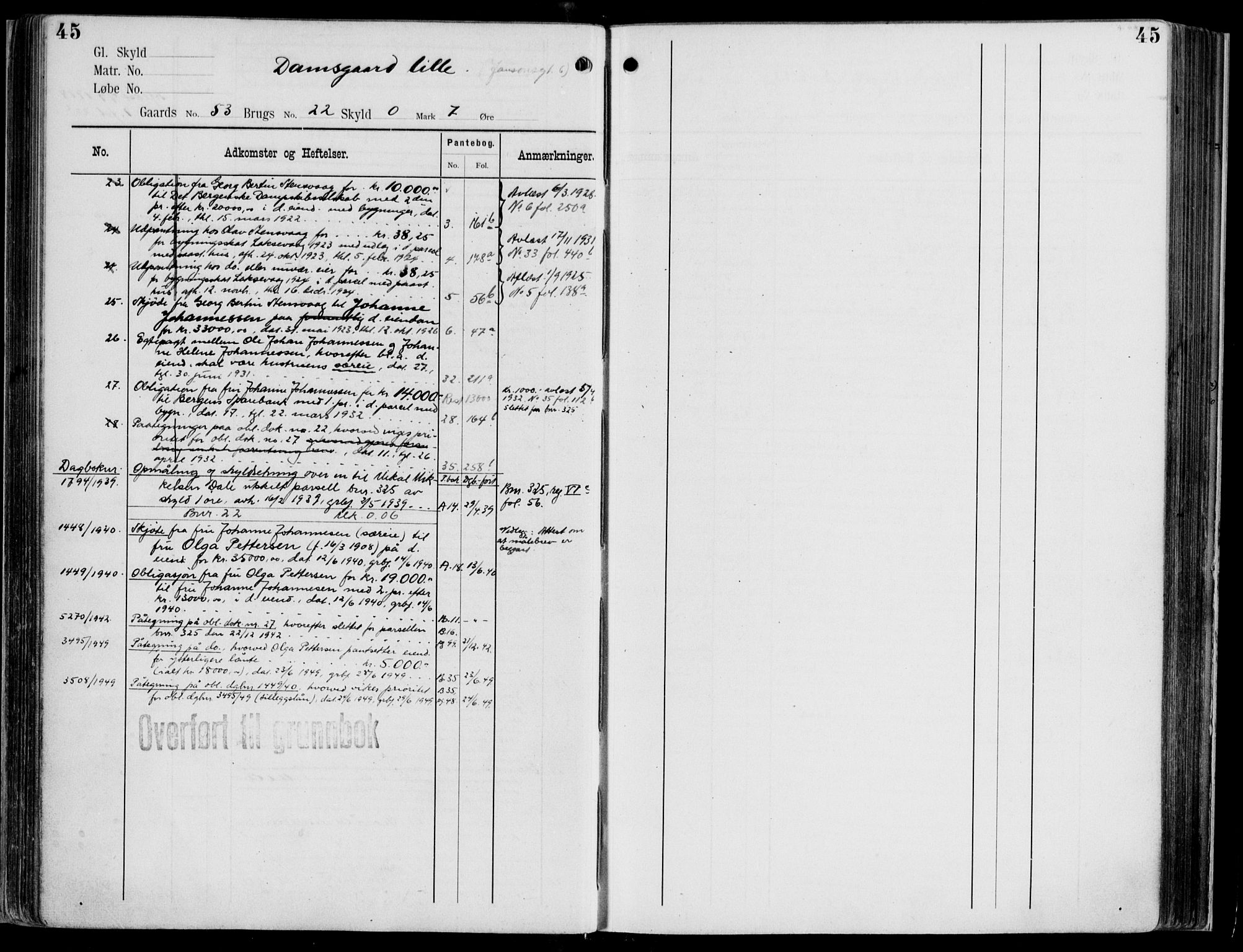 Midhordland sorenskriveri, AV/SAB-A-3001/1/G/Ga/Gab/L0113: Panteregister nr. II.A.b.113, s. 45