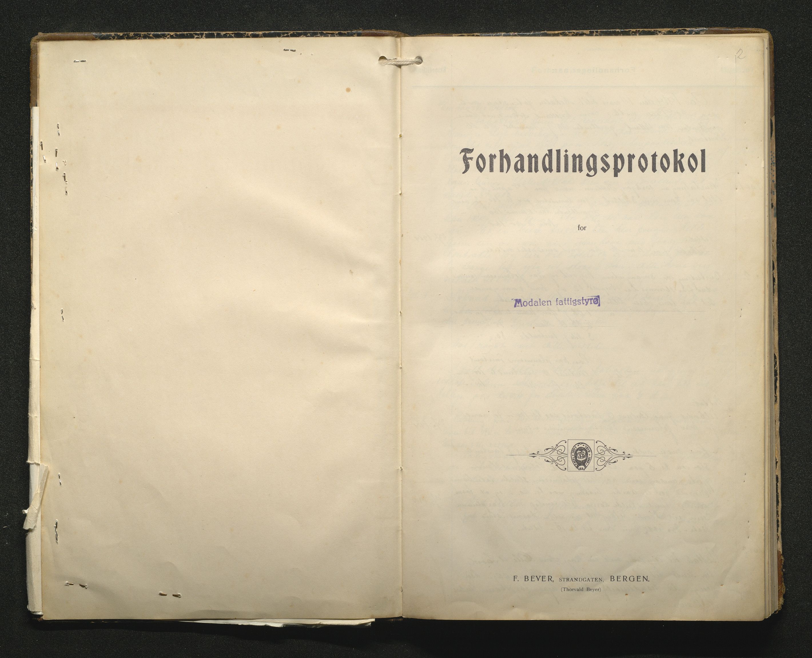 Modalen kommune. Fattigstyret, IKAH/1252-311/A/Aa/L0001: Forhandlingsprotokoll for Modalen sosialstyre, 1914-1977