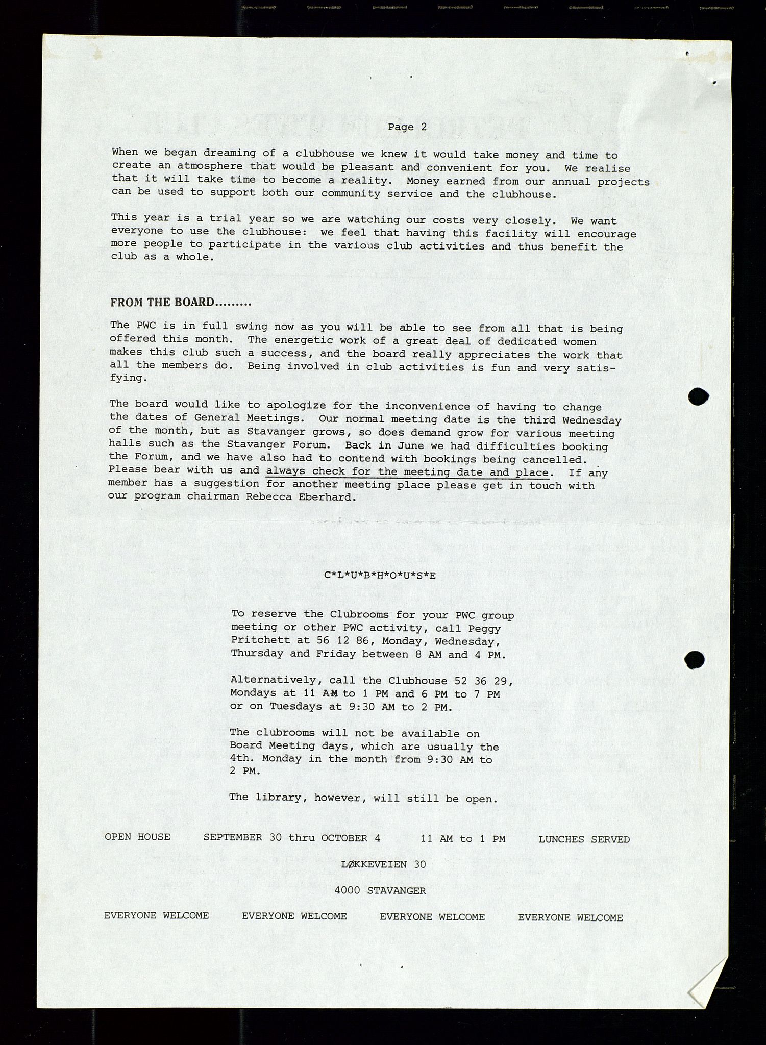 PA 1547 - Petroleum Wives Club, SAST/A-101974/X/Xa/L0002: Newsletter, 1979-1987