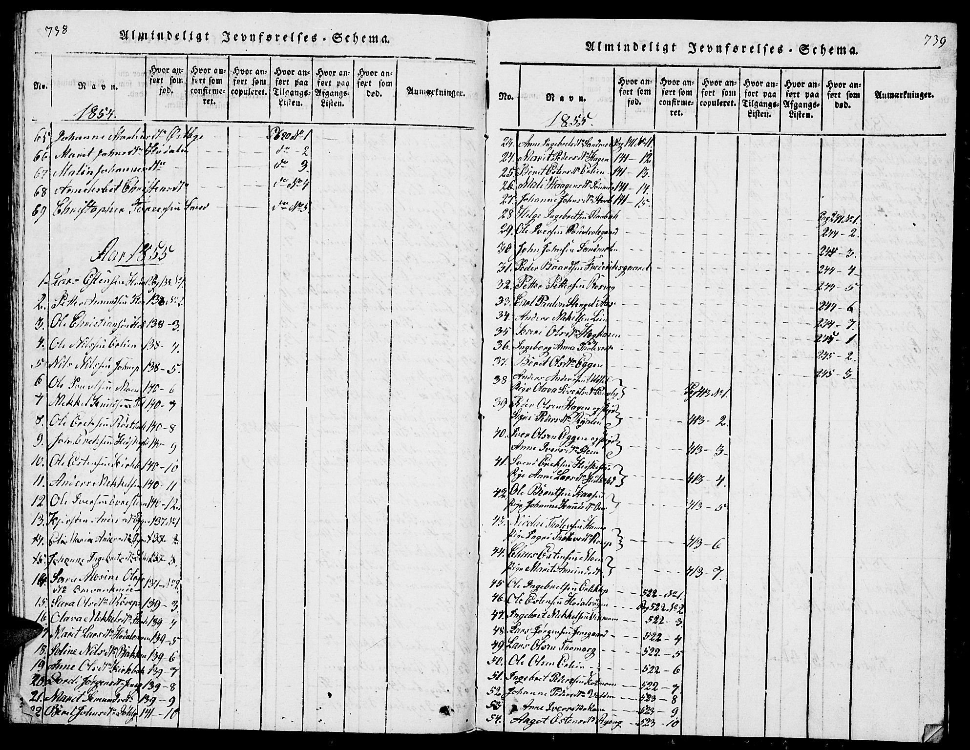 Tolga prestekontor, AV/SAH-PREST-062/L/L0001: Klokkerbok nr. 1, 1814-1877, s. 738-739