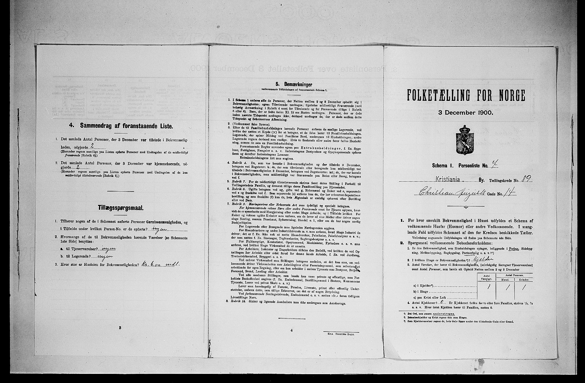 SAO, Folketelling 1900 for 0301 Kristiania kjøpstad, 1900, s. 11664