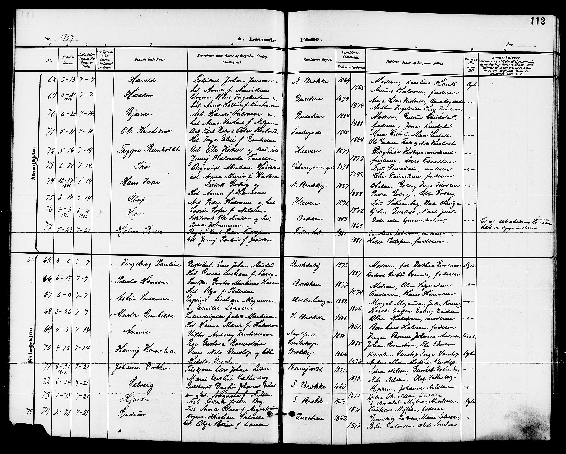 Skien kirkebøker, AV/SAKO-A-302/G/Ga/L0008: Klokkerbok nr. 8, 1900-1910, s. 112