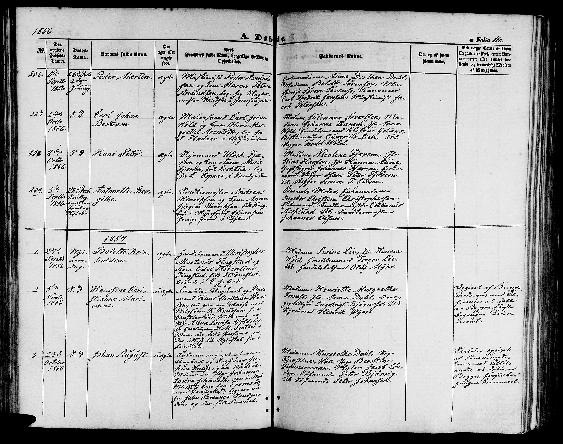 Ministerialprotokoller, klokkerbøker og fødselsregistre - Sør-Trøndelag, SAT/A-1456/602/L0138: Klokkerbok nr. 602C06, 1853-1858, s. 110