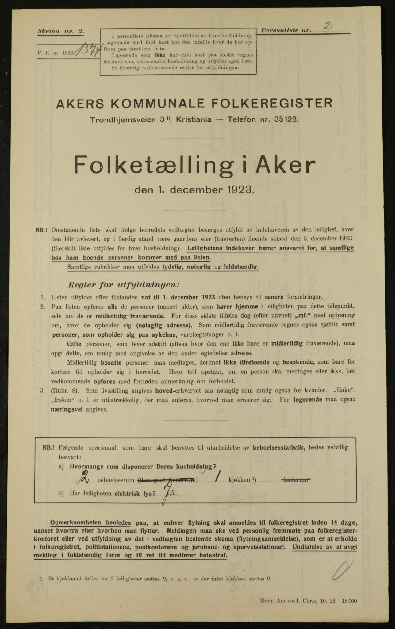 , Kommunal folketelling 1.12.1923 for Aker, 1923, s. 31096