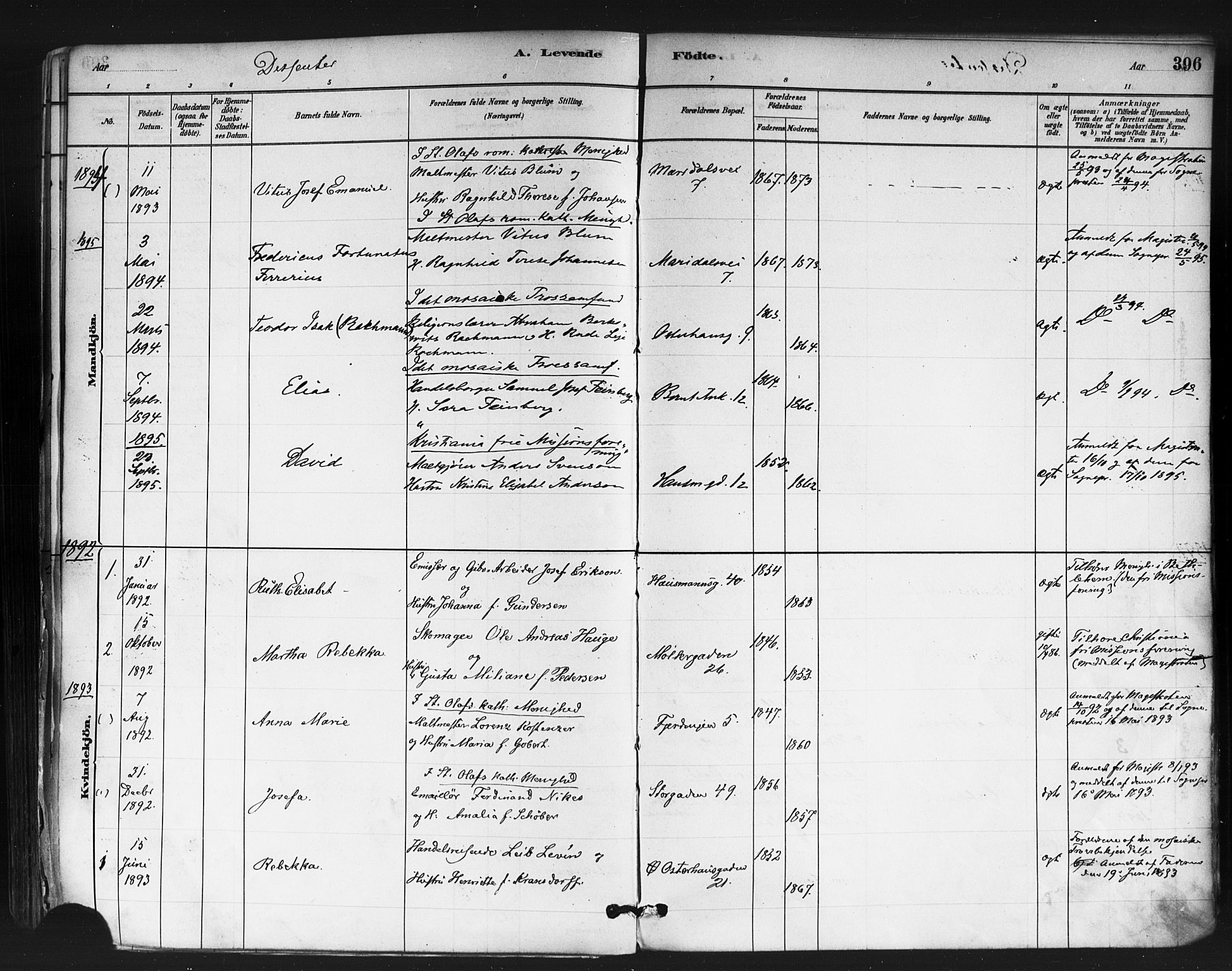 Jakob prestekontor Kirkebøker, AV/SAO-A-10850/F/Fa/L0003: Ministerialbok nr. 3, 1880-1895, s. 396