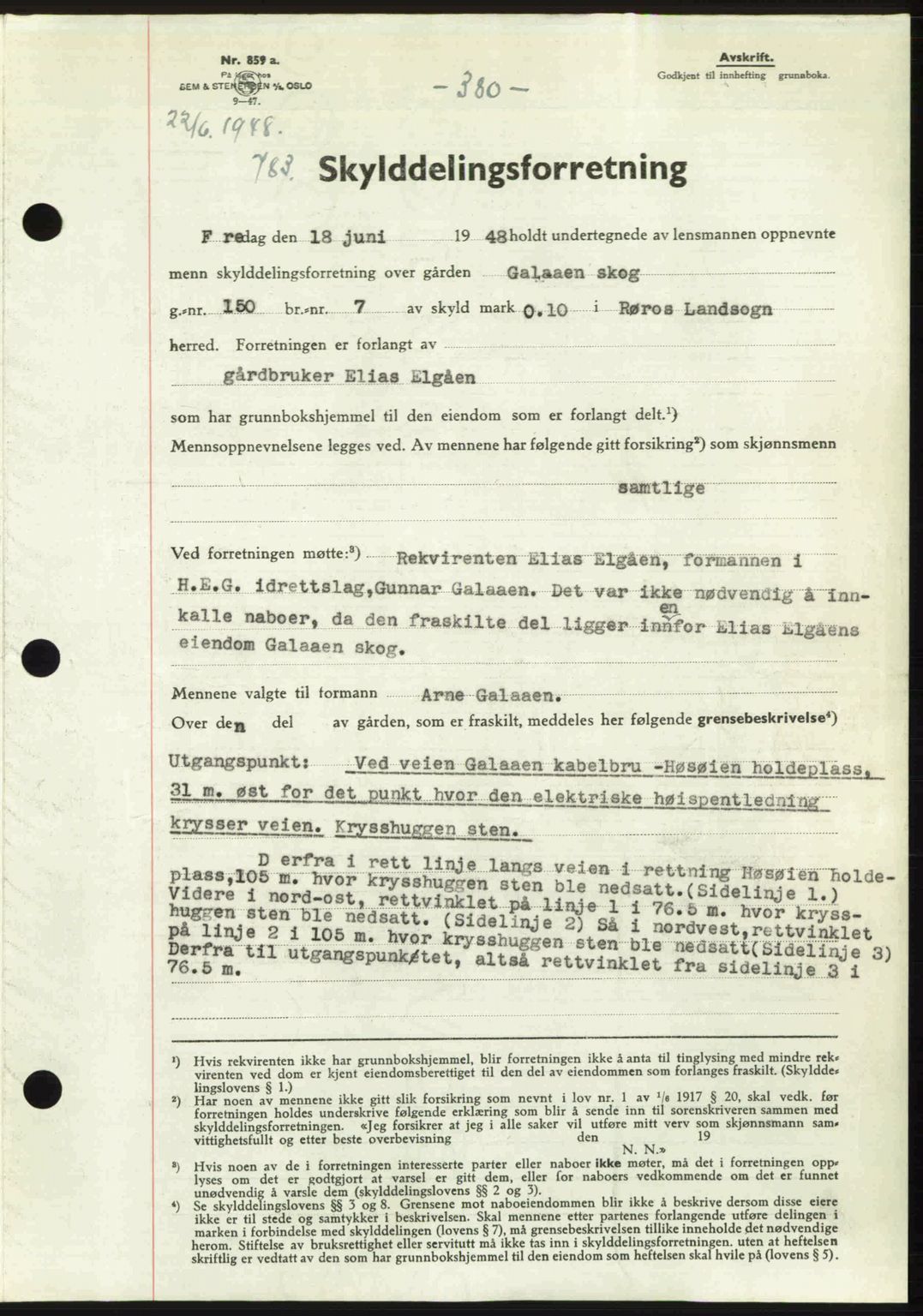 Gauldal sorenskriveri, SAT/A-0014/1/2/2C: Pantebok nr. A6, 1948-1948, Dagboknr: 783/1948