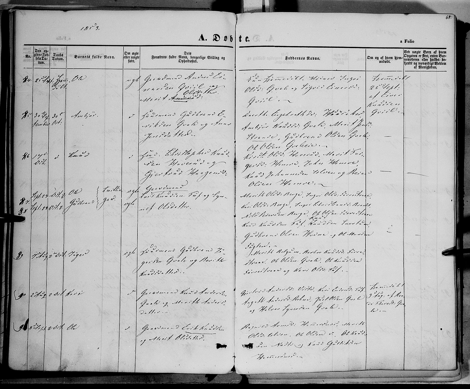 Vestre Slidre prestekontor, AV/SAH-PREST-136/H/Ha/Haa/L0001: Ministerialbok nr. 1, 1844-1855, s. 68