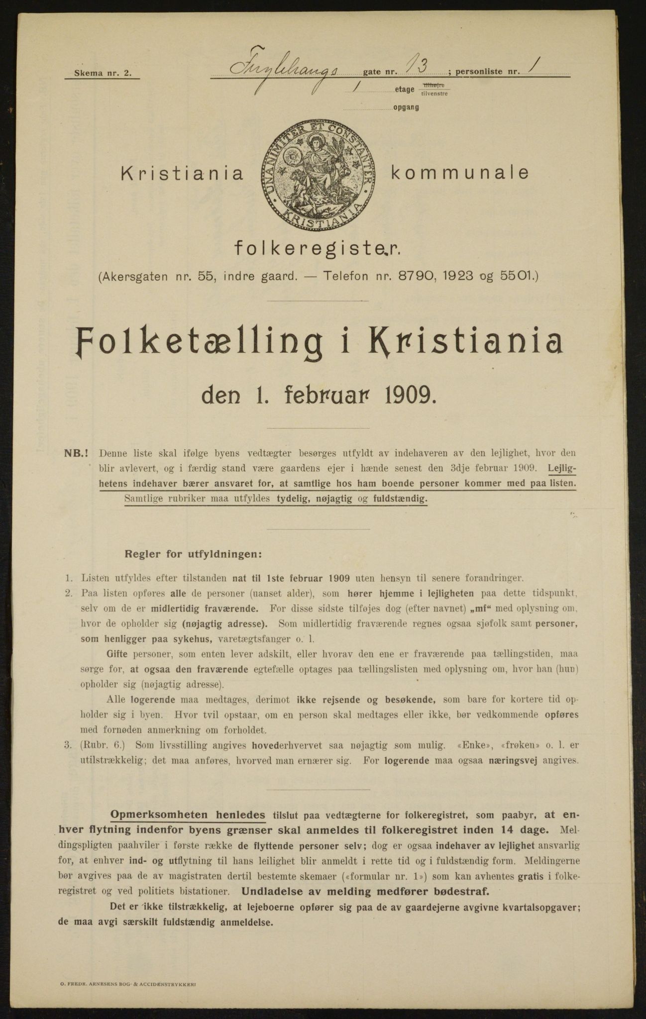 OBA, Kommunal folketelling 1.2.1909 for Kristiania kjøpstad, 1909, s. 25918