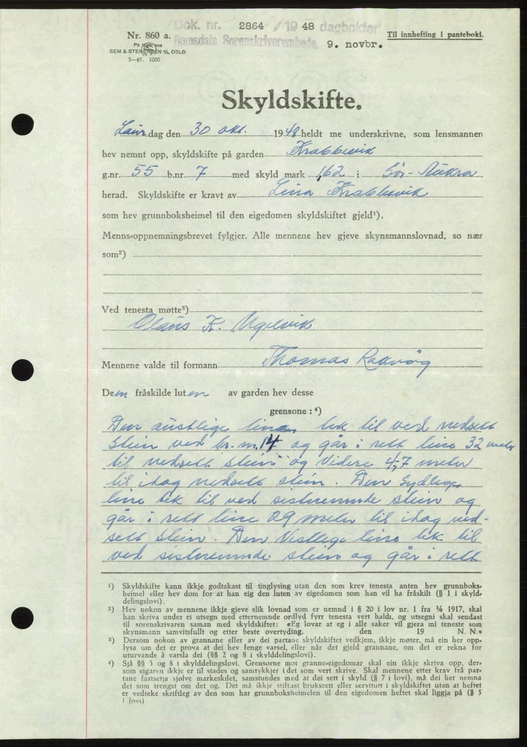 Romsdal sorenskriveri, AV/SAT-A-4149/1/2/2C: Pantebok nr. A27, 1948-1948, Dagboknr: 2864/1948