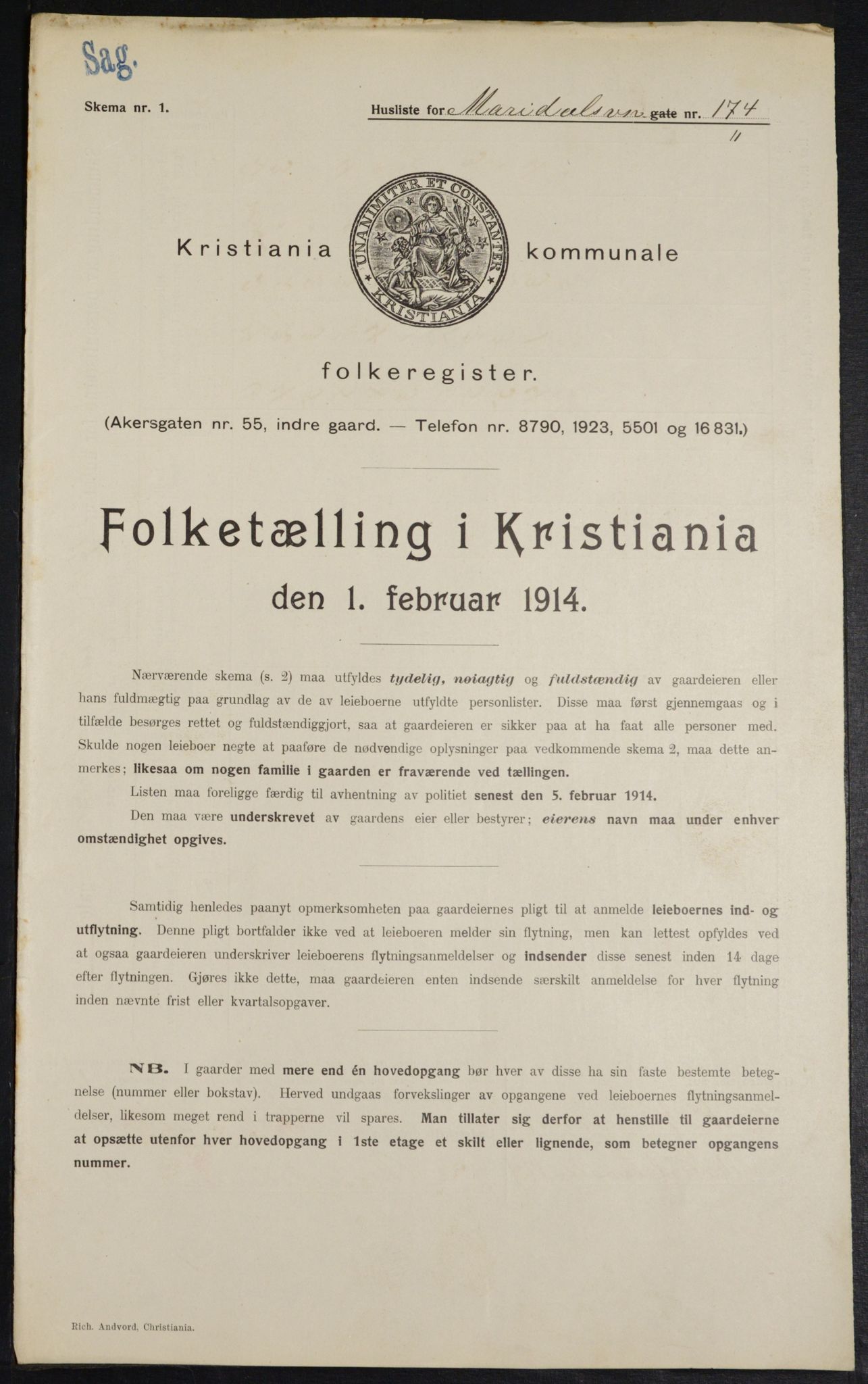 OBA, Kommunal folketelling 1.2.1914 for Kristiania, 1914, s. 62274