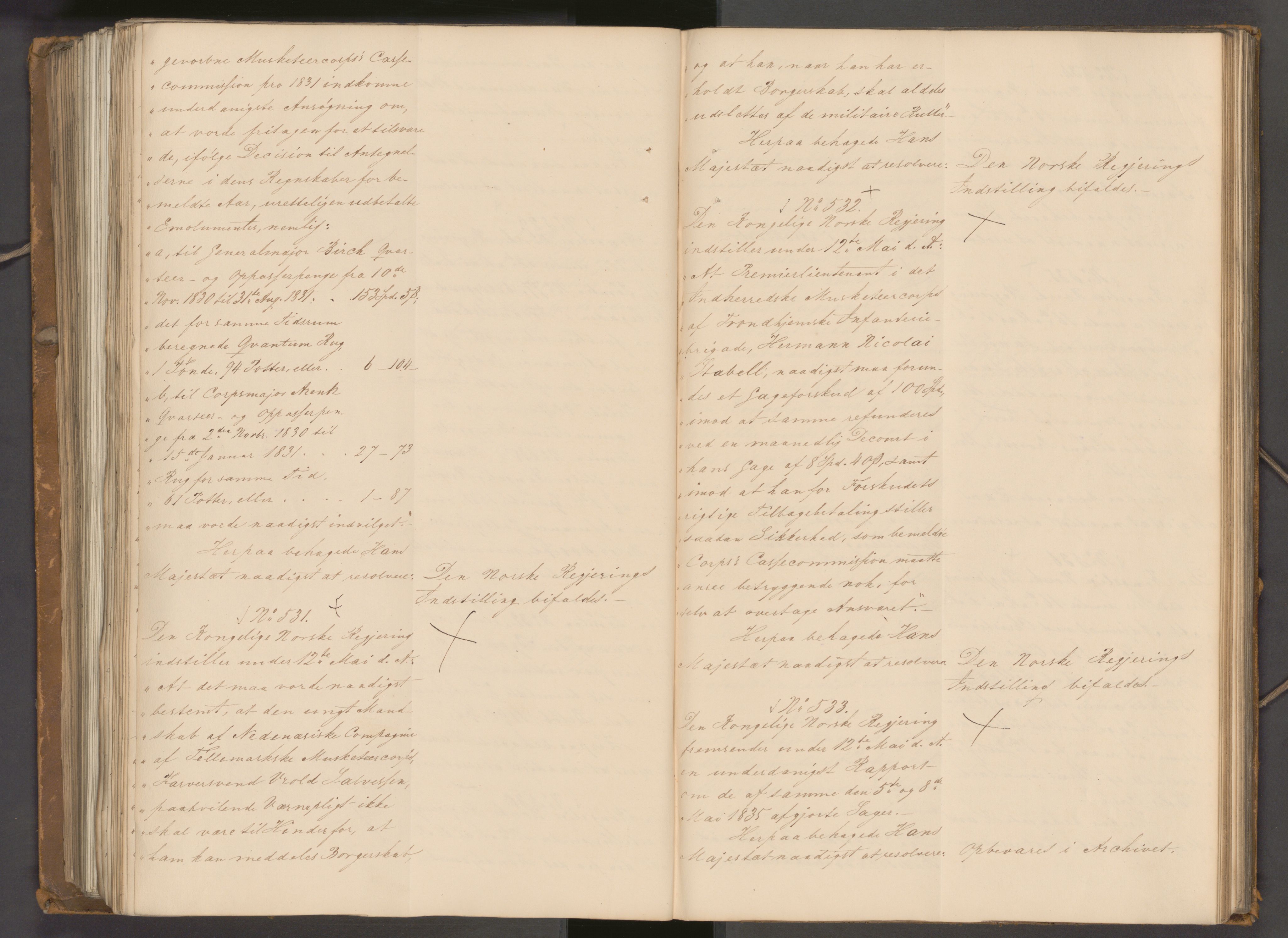 Statsrådssekretariatet, AV/RA-S-1001/A/Ab/L0040: Kgl. res. nr. 1-568, 1. halvår, 1835