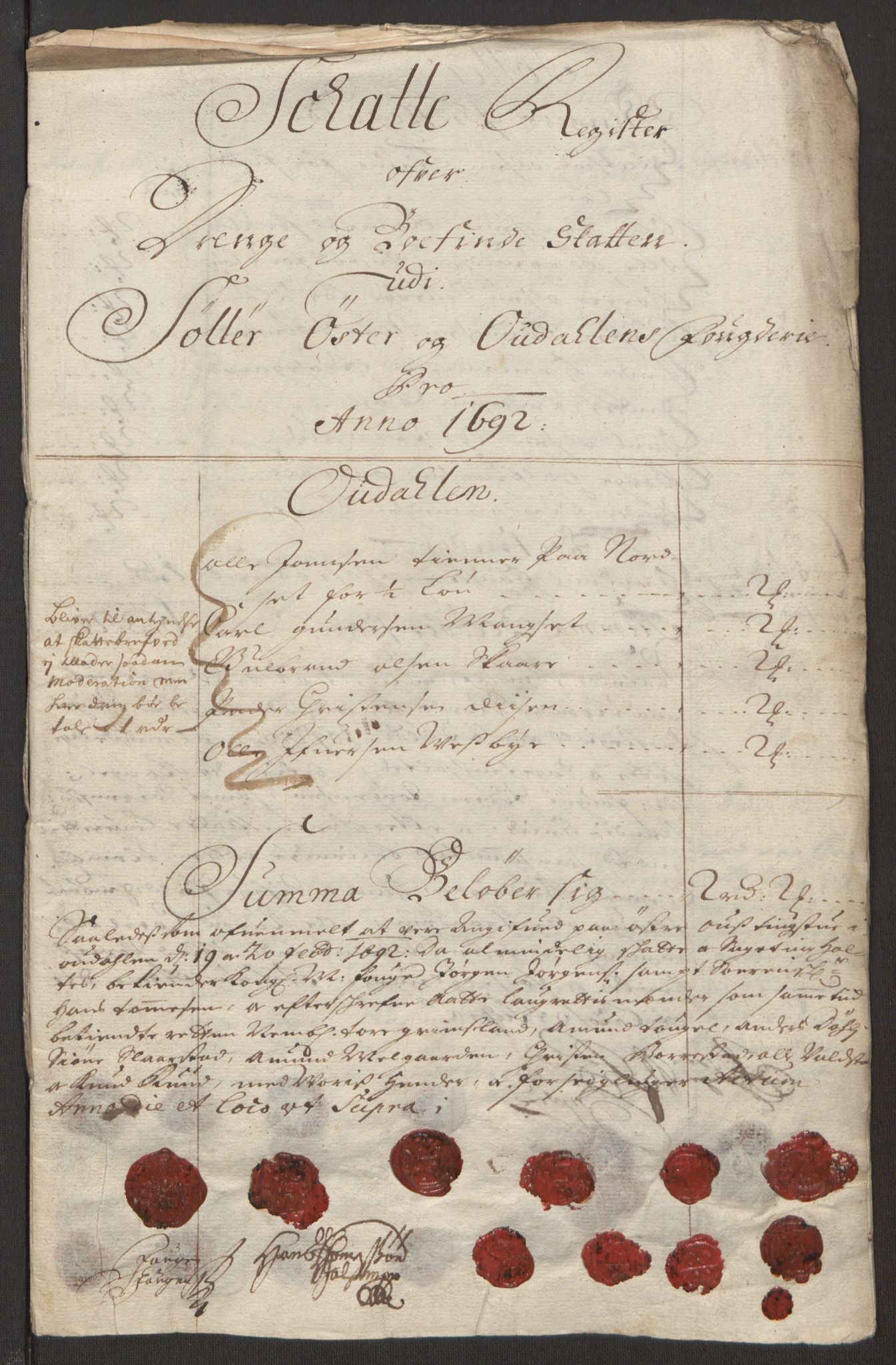 Rentekammeret inntil 1814, Reviderte regnskaper, Fogderegnskap, RA/EA-4092/R13/L0830: Fogderegnskap Solør, Odal og Østerdal, 1692, s. 235