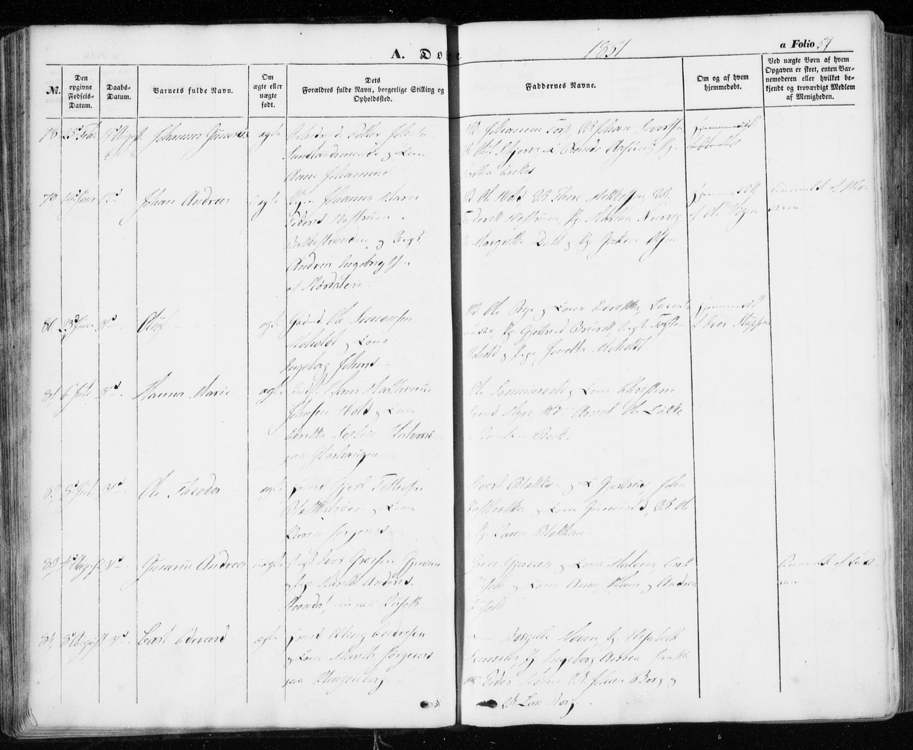 Ministerialprotokoller, klokkerbøker og fødselsregistre - Sør-Trøndelag, AV/SAT-A-1456/606/L0291: Ministerialbok nr. 606A06, 1848-1856, s. 57