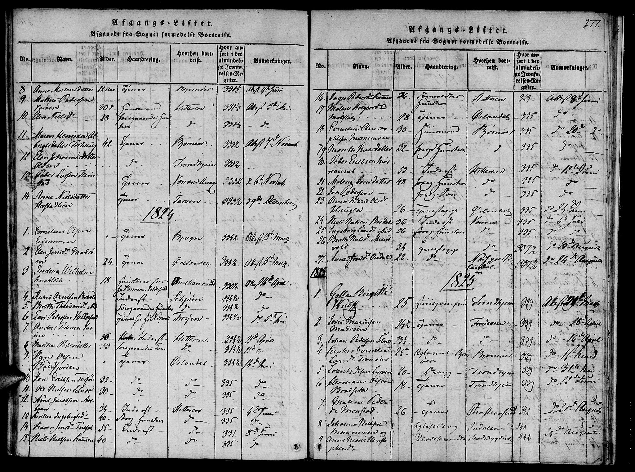 Ministerialprotokoller, klokkerbøker og fødselsregistre - Sør-Trøndelag, SAT/A-1456/655/L0675: Ministerialbok nr. 655A04, 1818-1830, s. 277