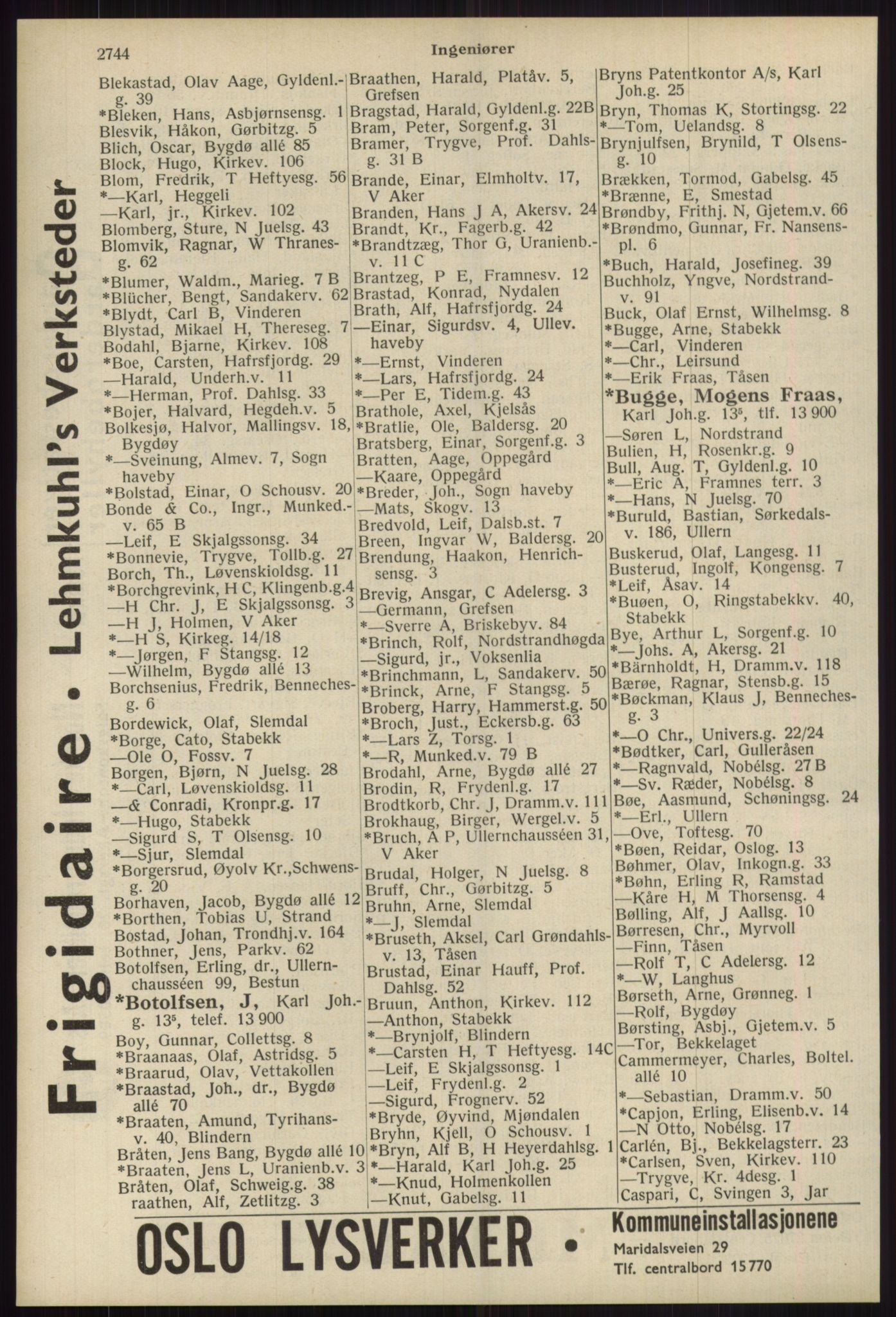 Kristiania/Oslo adressebok, PUBL/-, 1939, s. 2744