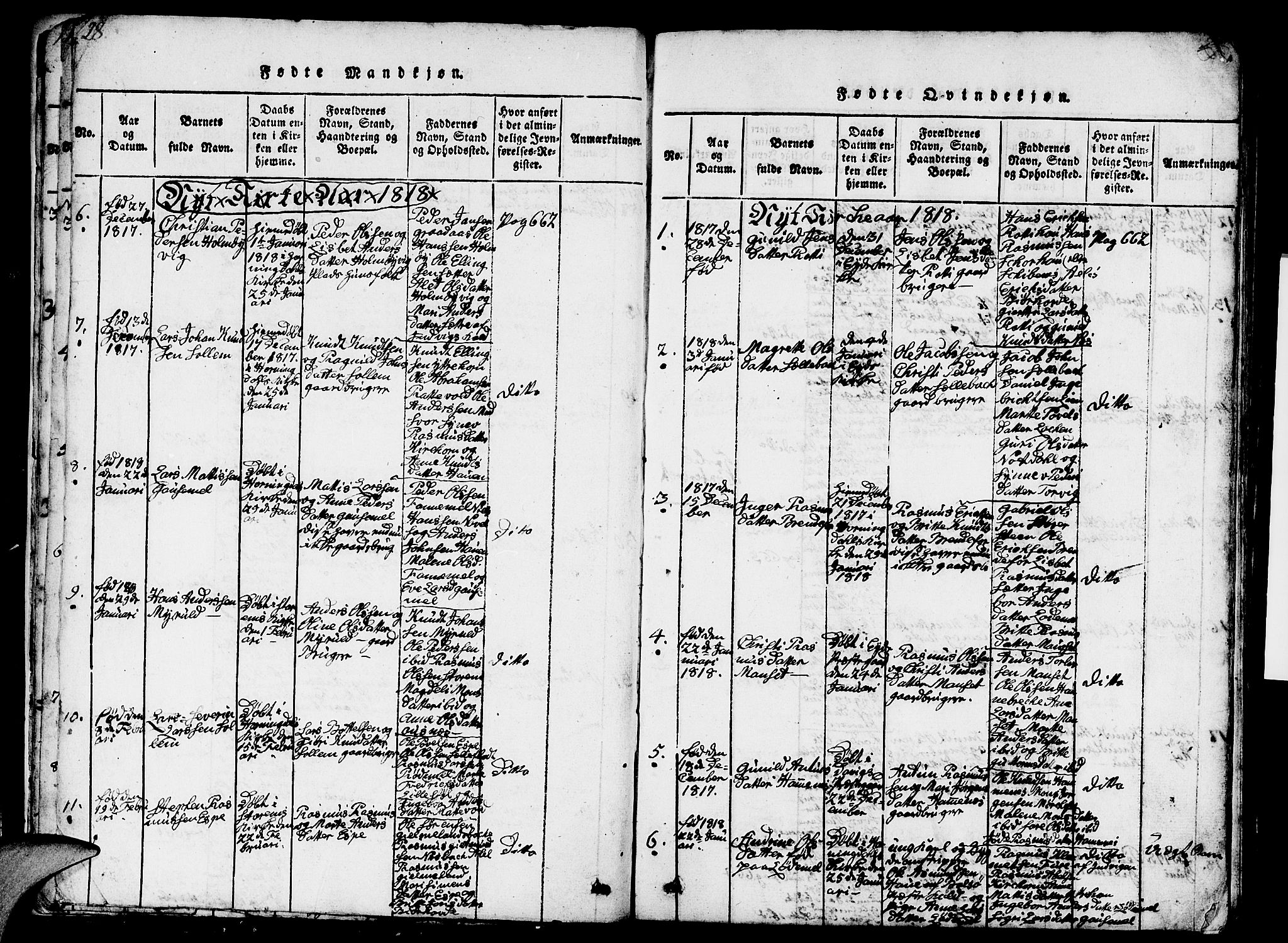 Eid sokneprestembete, AV/SAB-A-82301/H/Hab/Haba/L0001: Klokkerbok nr. A 1, 1816-1862, s. 28-29