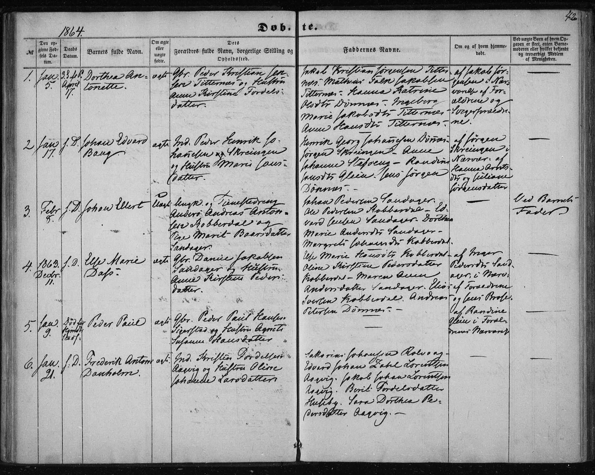 Ministerialprotokoller, klokkerbøker og fødselsregistre - Nordland, SAT/A-1459/835/L0523: Ministerialbok nr. 835A01, 1855-1865, s. 42