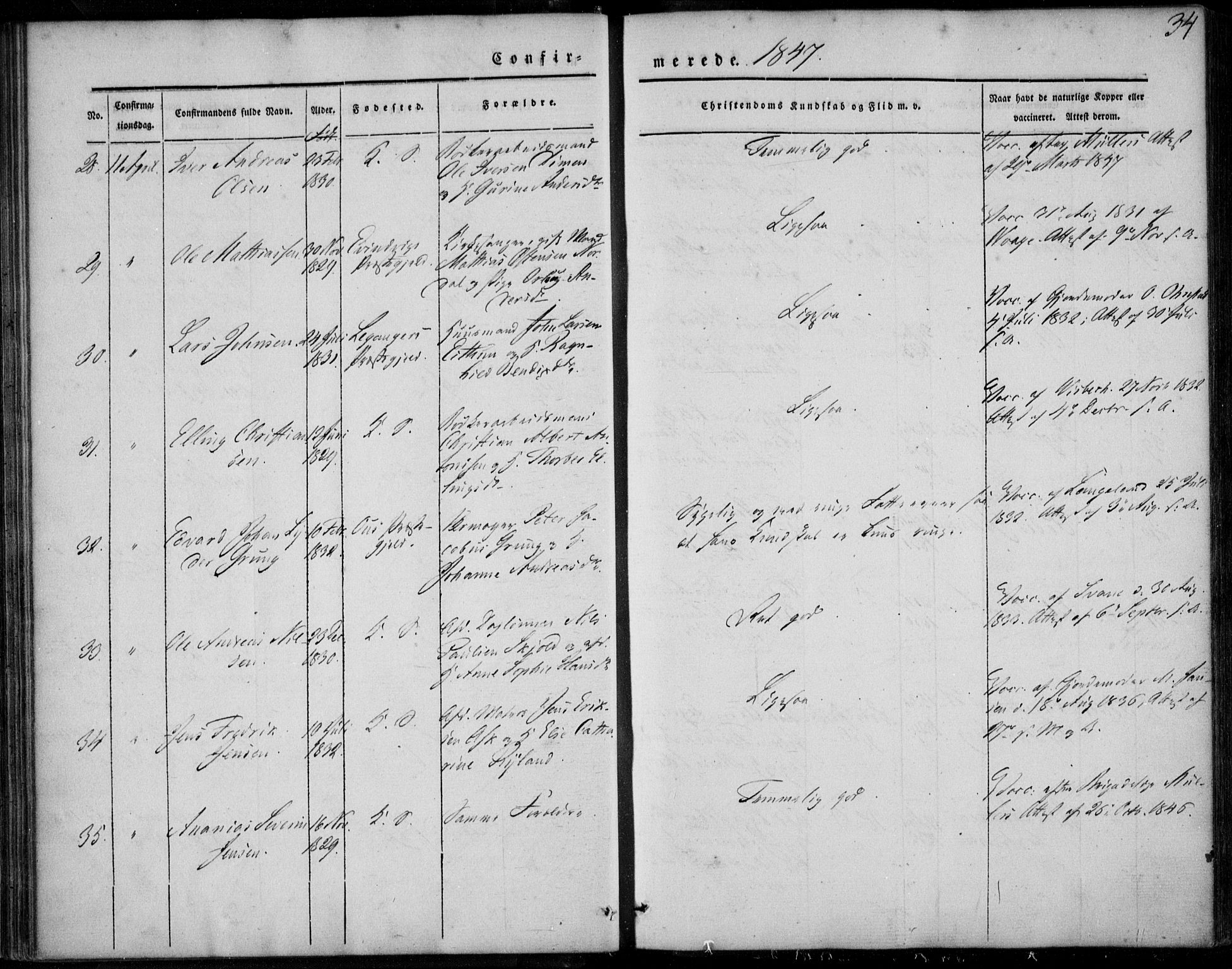 Korskirken sokneprestembete, SAB/A-76101/H/Haa/L0026: Ministerialbok nr. C 2, 1842-1854, s. 34