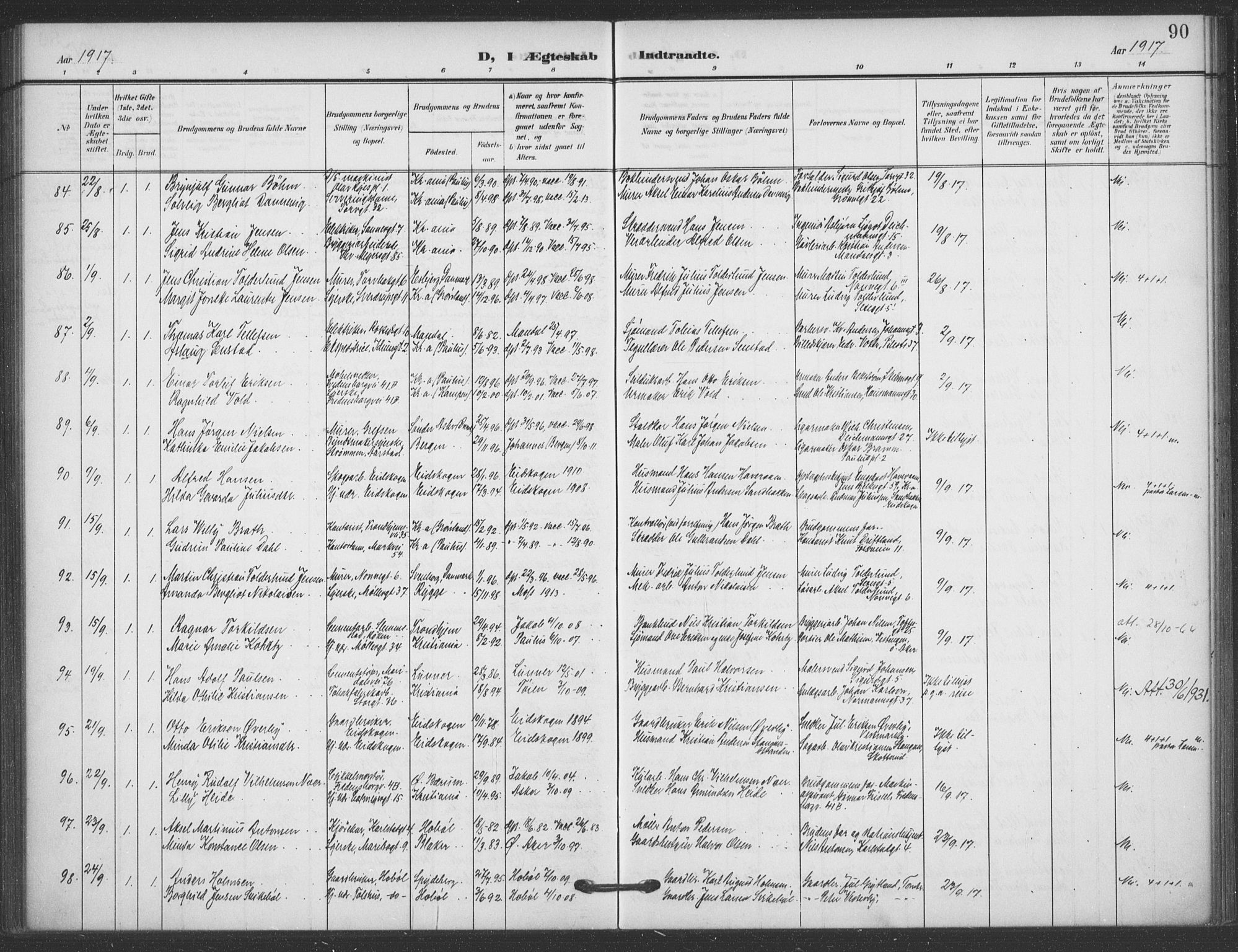 Jakob prestekontor Kirkebøker, AV/SAO-A-10850/F/Fa/L0010: Ministerialbok nr. 10, 1908-1922, s. 90